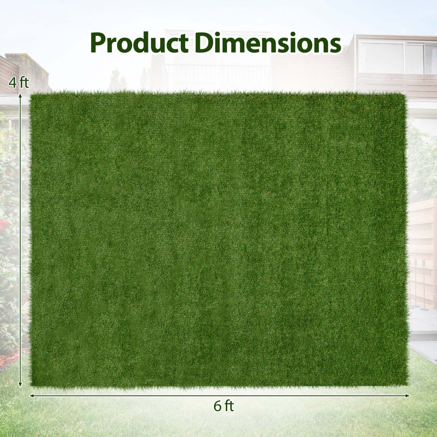 Costway 4 x 6/5 x 8/6 x 10 FT Artificial Grass Turf with Drainage Holes Nonslip Bottom 60 OZ Heavy