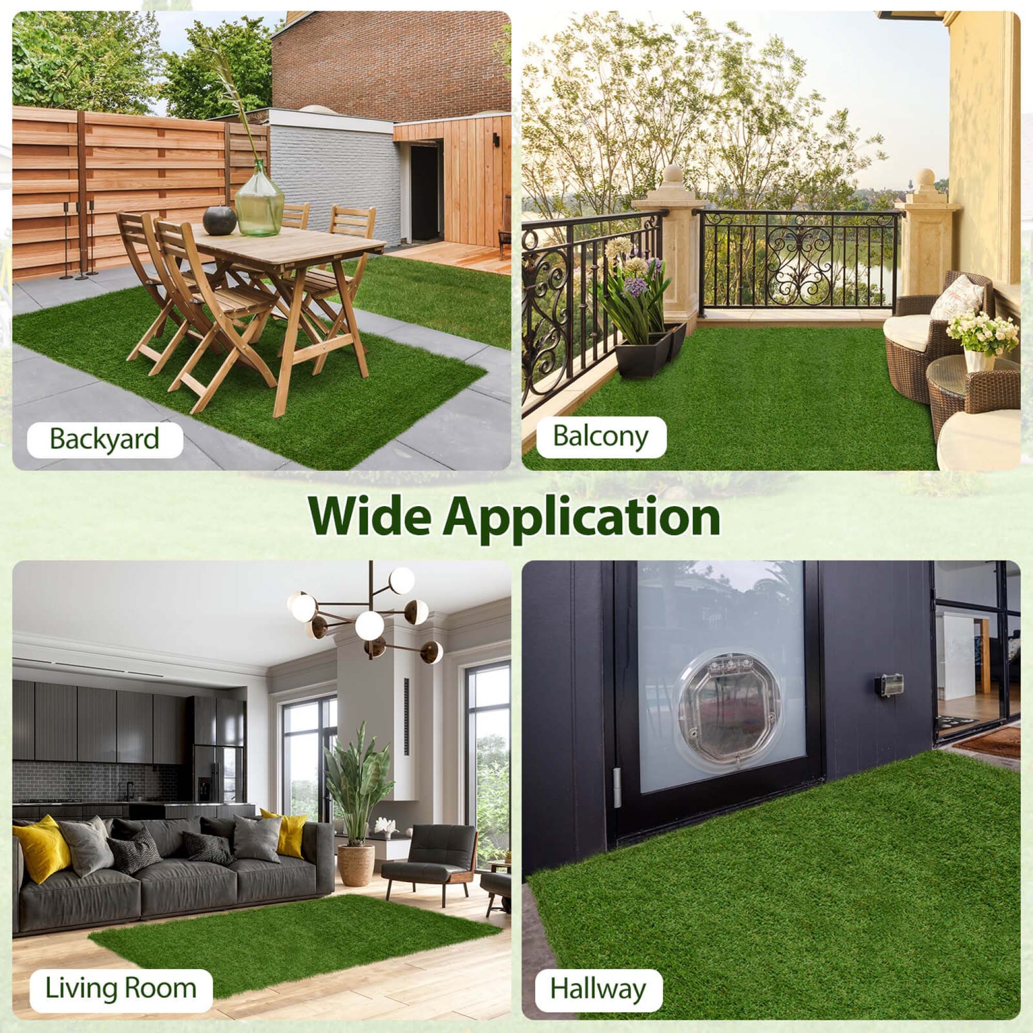 Costway 4 x 6/5 x 8/6 x 10 FT Artificial Grass Turf with Drainage Holes Nonslip Bottom 60 OZ Heavy