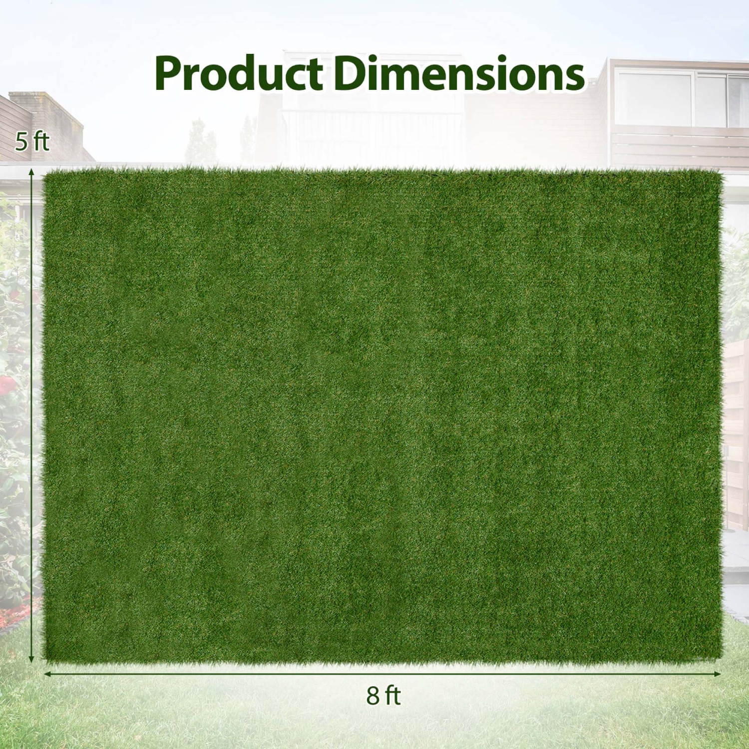 Costway 4 x 6/5 x 8/6 x 10 FT Artificial Grass Turf with Drainage Holes Nonslip Bottom 60 OZ Heavy