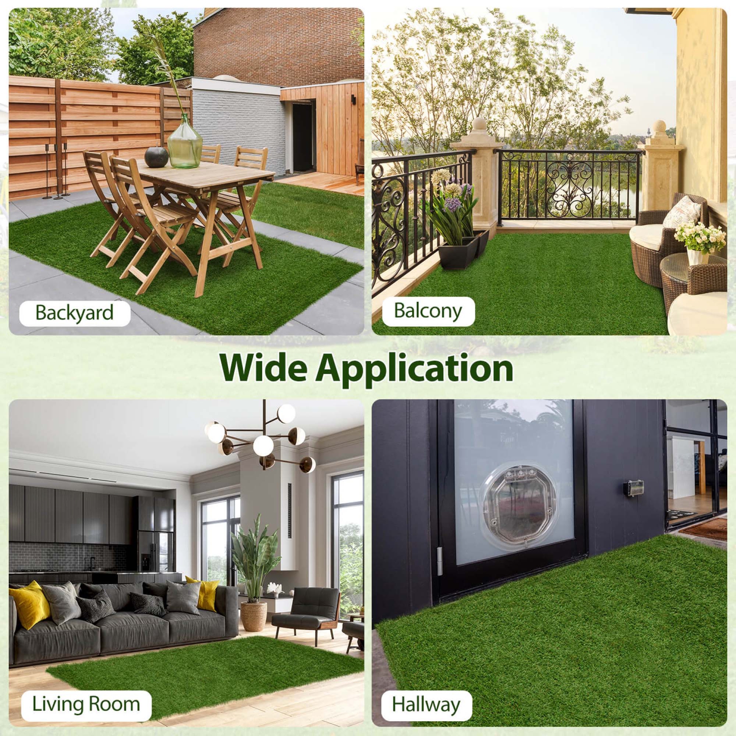 Costway 4 x 6/5 x 8/6 x 10 FT Artificial Grass Turf with Drainage Holes Nonslip Bottom 60 OZ Heavy