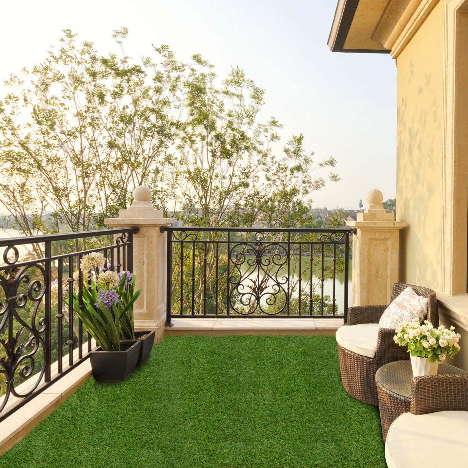 Costway 6 x 10 FT Artificial Grass Turf with Drainage Holes Nonslip Bottom 80 OZ Heavy