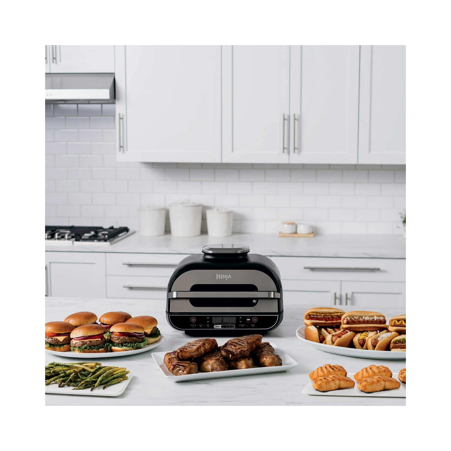 Remis à neuf - Gril d'intérieur 6-en-1 Foodi Smart XL de Ninja avec friture à air chaud, rôtissage, cuisson, réchauffage et déshydratation,