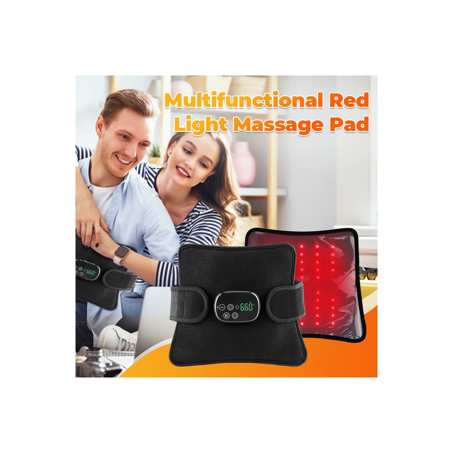 Cordless Infrared Red Light Massager Pad for Body, 3 Massage Levels, 3 Timer Setting, 46pcs Beads of 660nm & 850nm