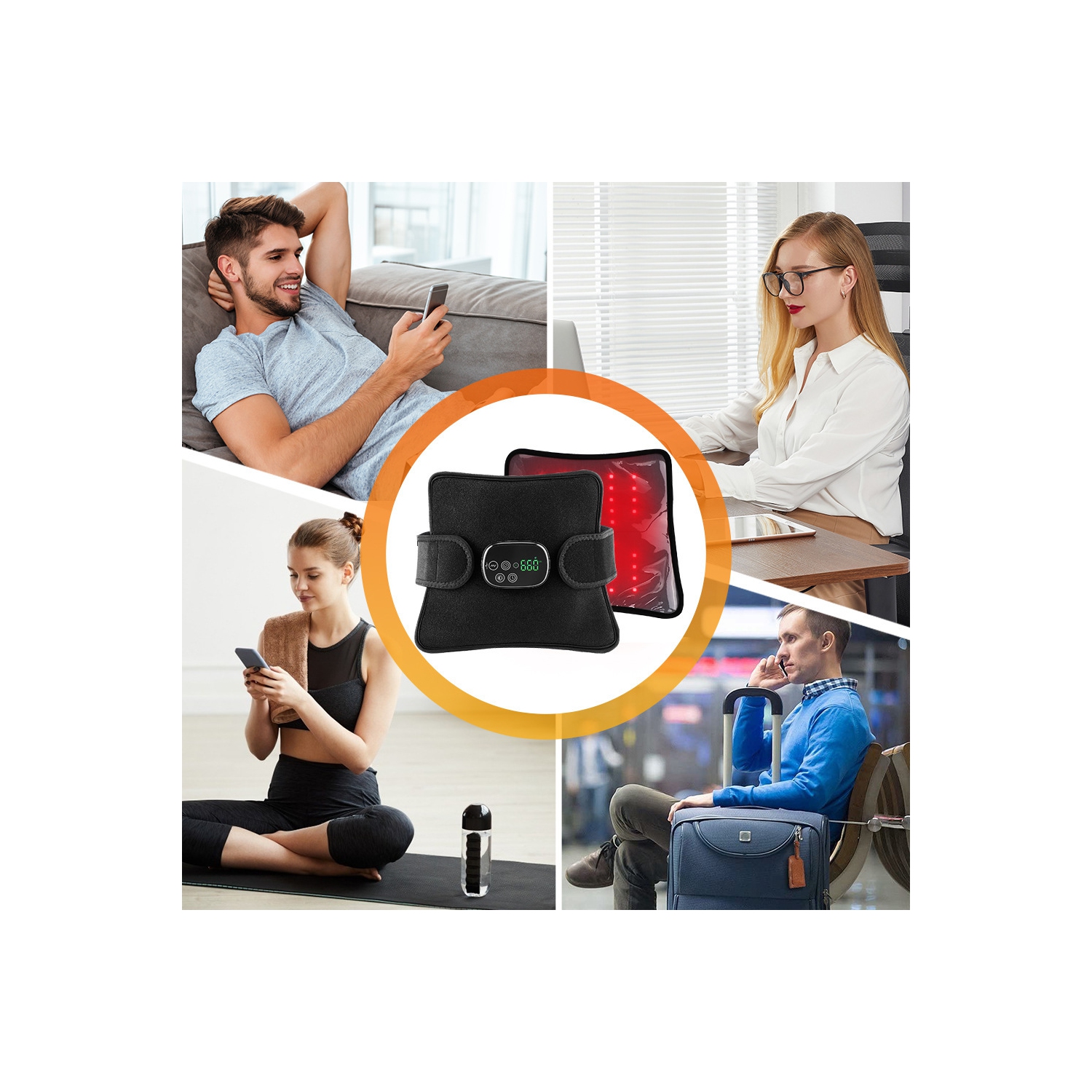 Cordless Infrared Red Light Massager Pad for Body, 3 Massage Levels, 3 Timer Setting, 46pcs Beads of 660nm & 850nm