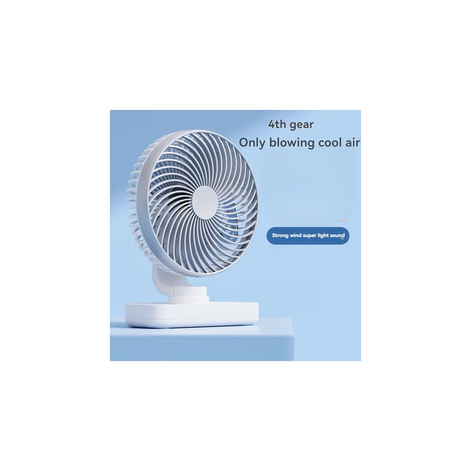 Rose gold 4-speed adjustable USB desk fan - ultra-quiet brushless motor, 3600 mAh battery, swings left and right, portable cooling device for