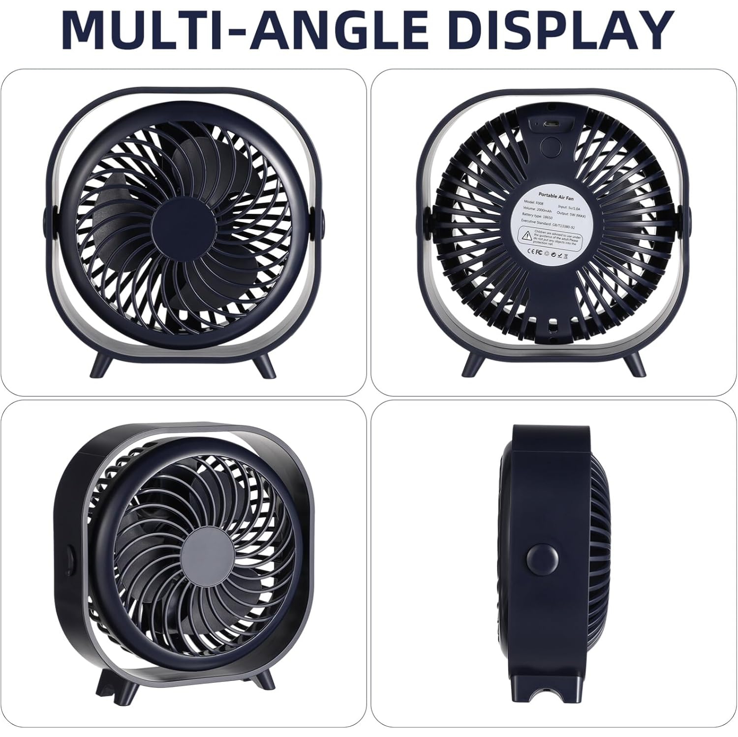 Ventilateur portatif ultra-silencieux｜Moteur c.c. importé｜Réglage à trois vitesses｜25&nbsp;dB faible bruit｜Autonomie de 8 heures｜Batterie