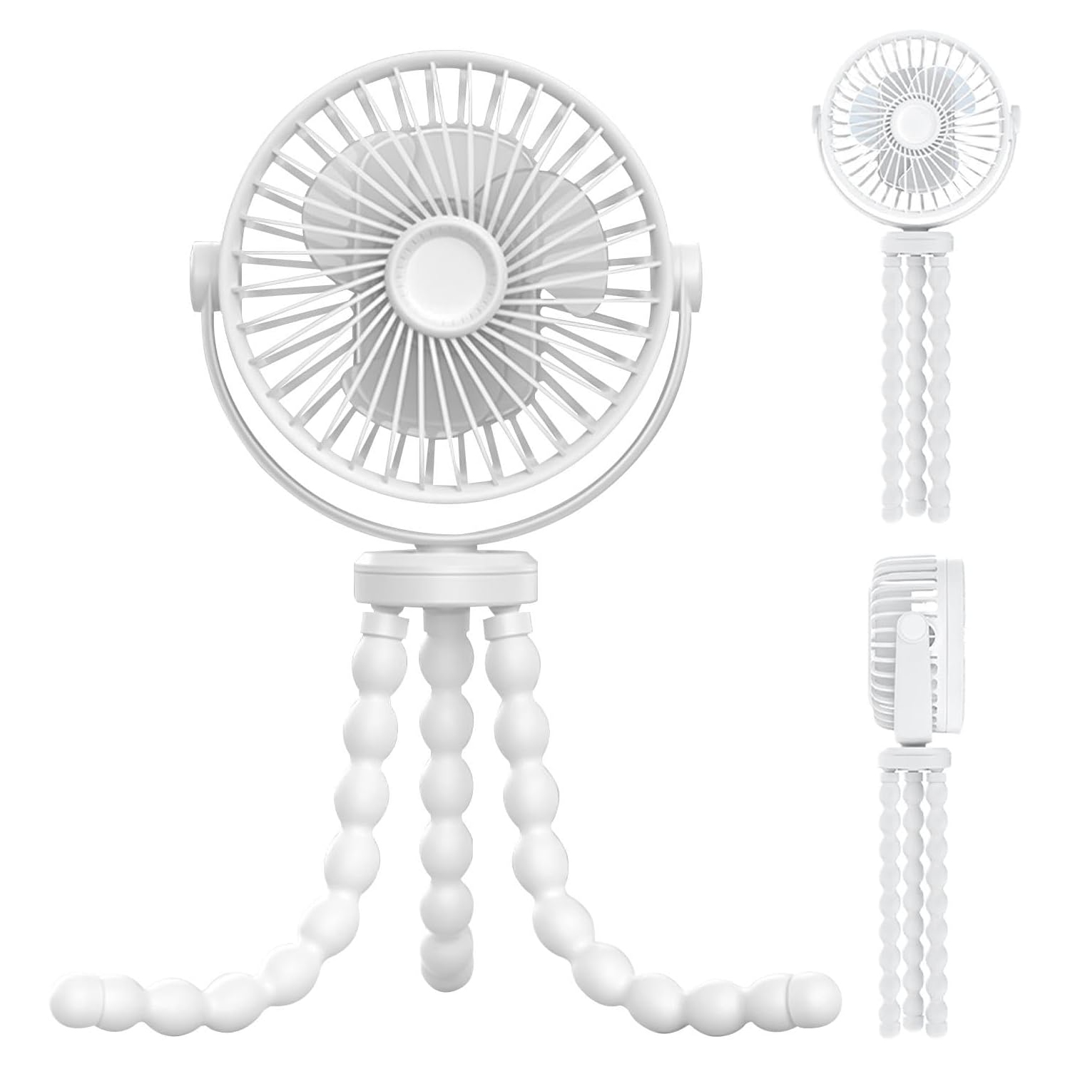 Ventilador de clip de 3600 mAh: ajustable a 720°, silencioso, alimentación por USB, tres velocidades, batería de larga duración, apto para bebés,