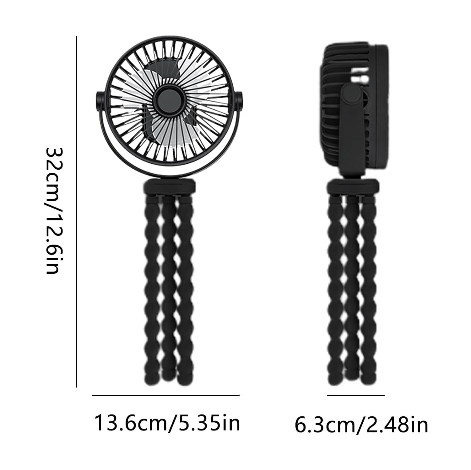 Ventilador con clip de 3600 mAh: ajustable a 720°, silencioso, alimentación por USB, batería de larga duración, apto para bebés, viajes y uso