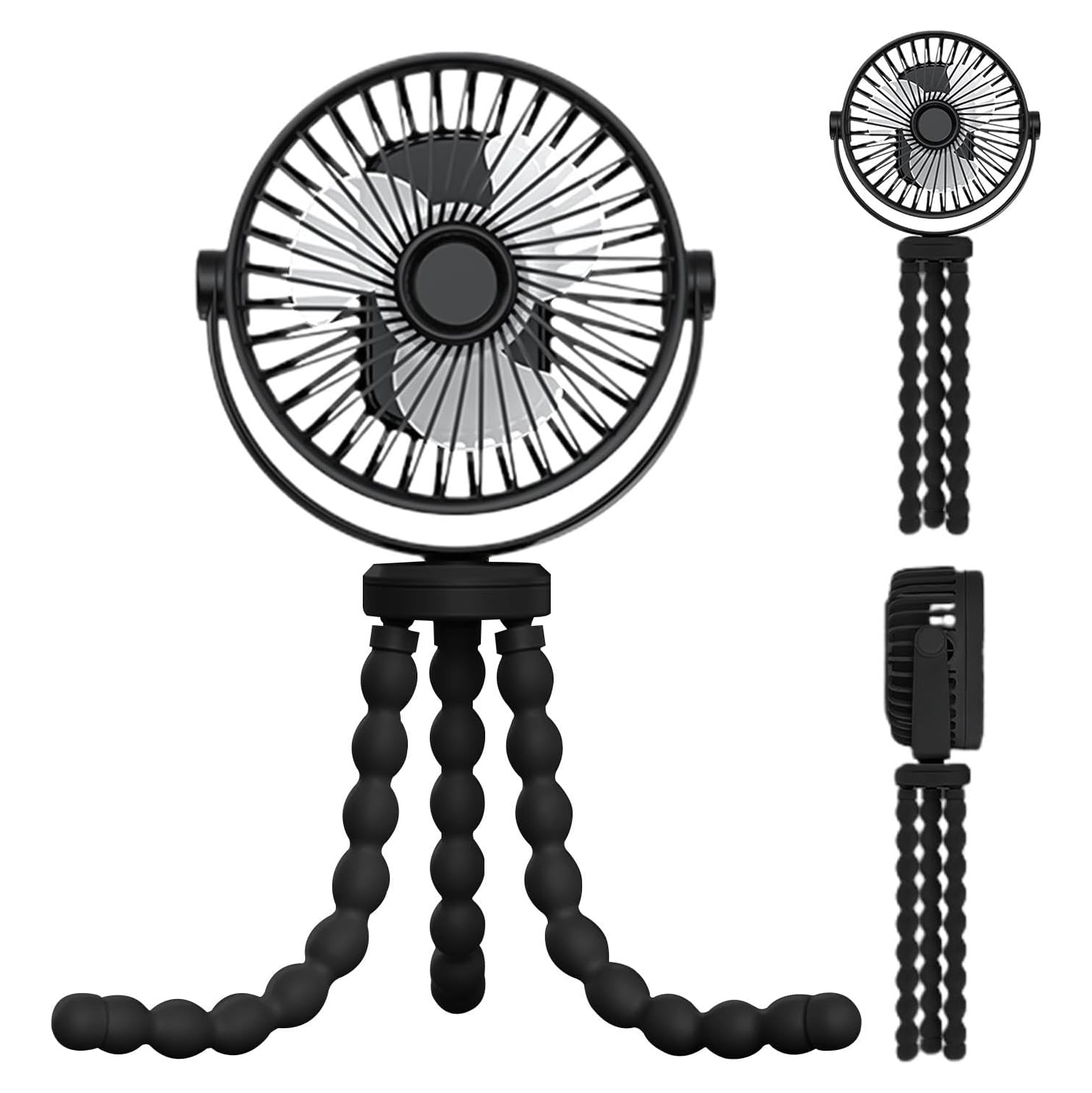 Ventilador con clip de 3600 mAh: ajustable a 720°, silencioso, alimentación por USB, batería de larga duración, apto para bebés, viajes y uso