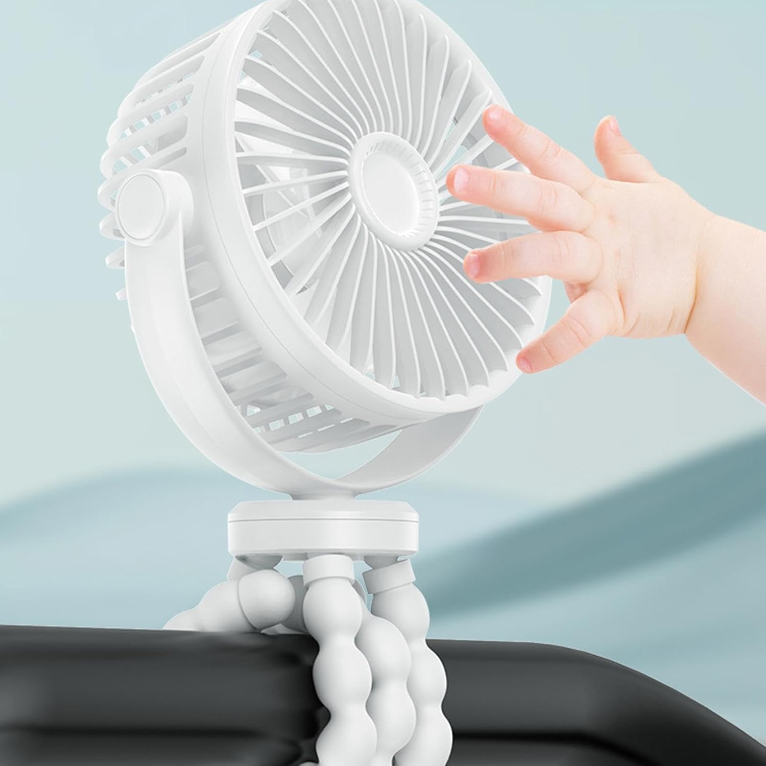 Ventilador de clip de 3600&nbsp;mAh&nbsp;: ajustable a 720°, silencioso, alimentación por USB, tres velocidades, batería de larga duración, apto para