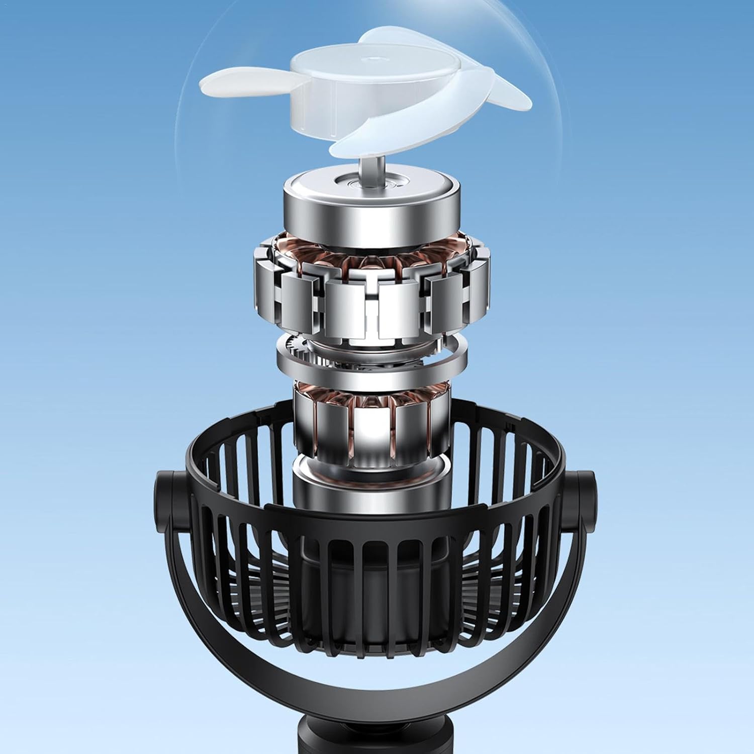 Ventilador con clip de 3600&nbsp;mAh&nbsp;: ajustable a 720°, silencioso, alimentación por USB, batería de larga duración, apto para bebés, viajes y