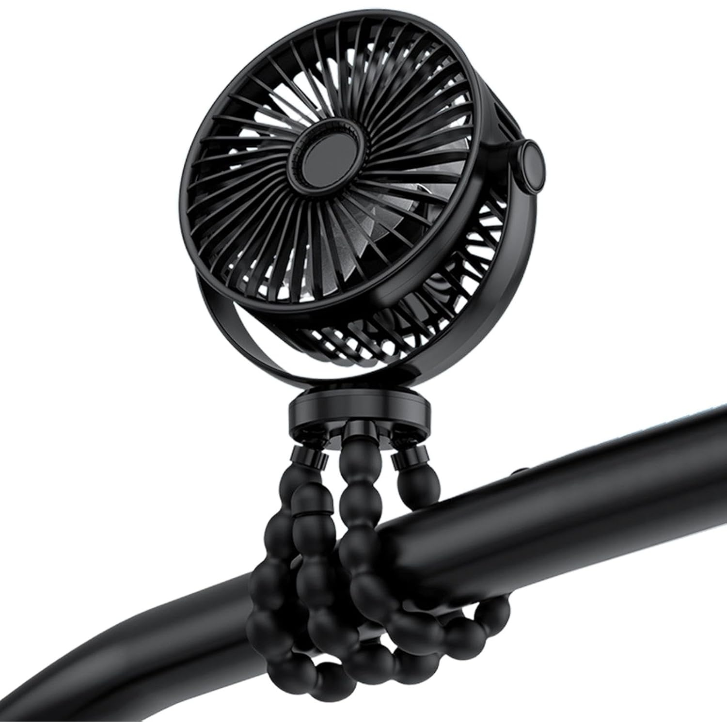Ventilador con clip de 3600 mAh: ajustable a 720°, silencioso, alimentación por USB, batería de larga duración, apto para bebés, viajes y uso doméstico, color negro.