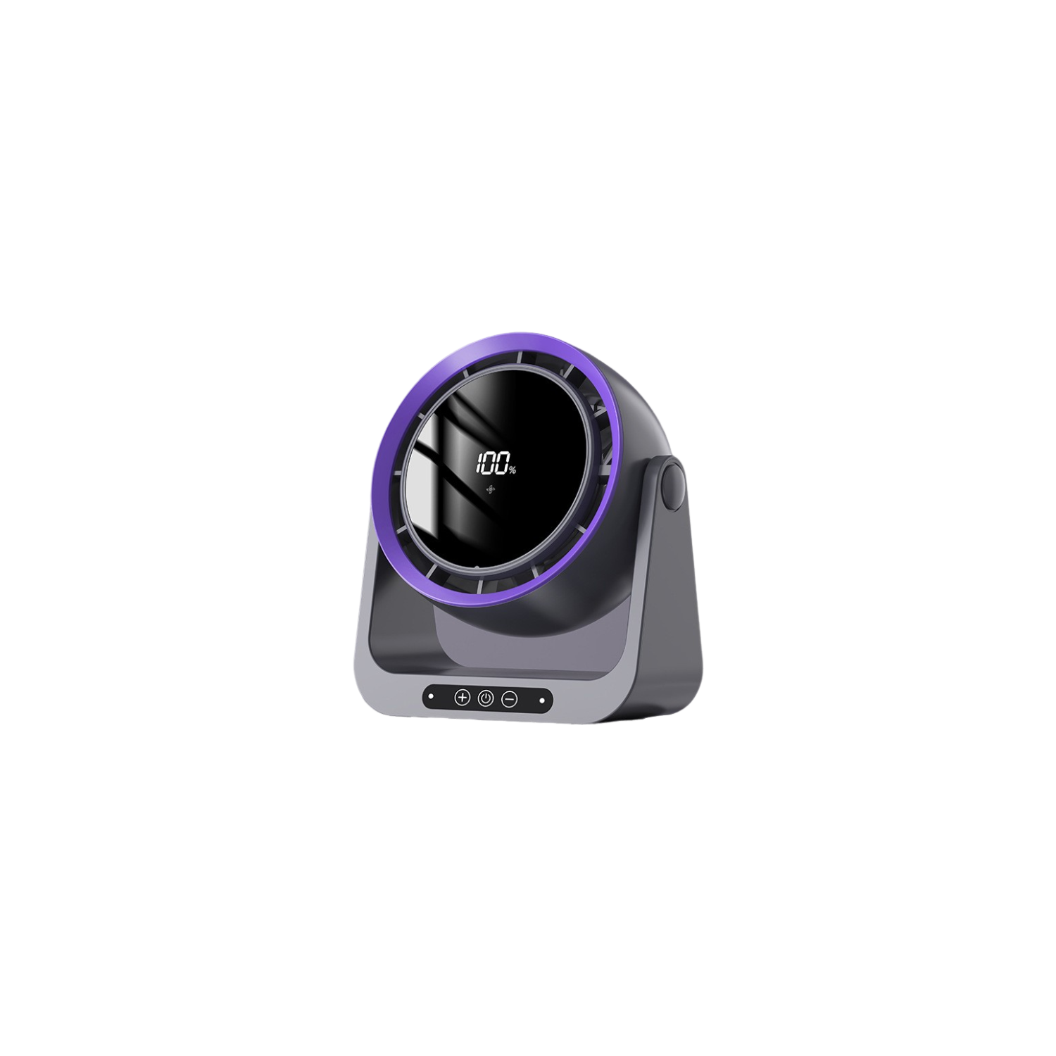 Dark gray rechargeable circulation fan, plug-in/charging dual mode, 5 adjustable wind speeds, 90° up and down air supply, home office desk fan