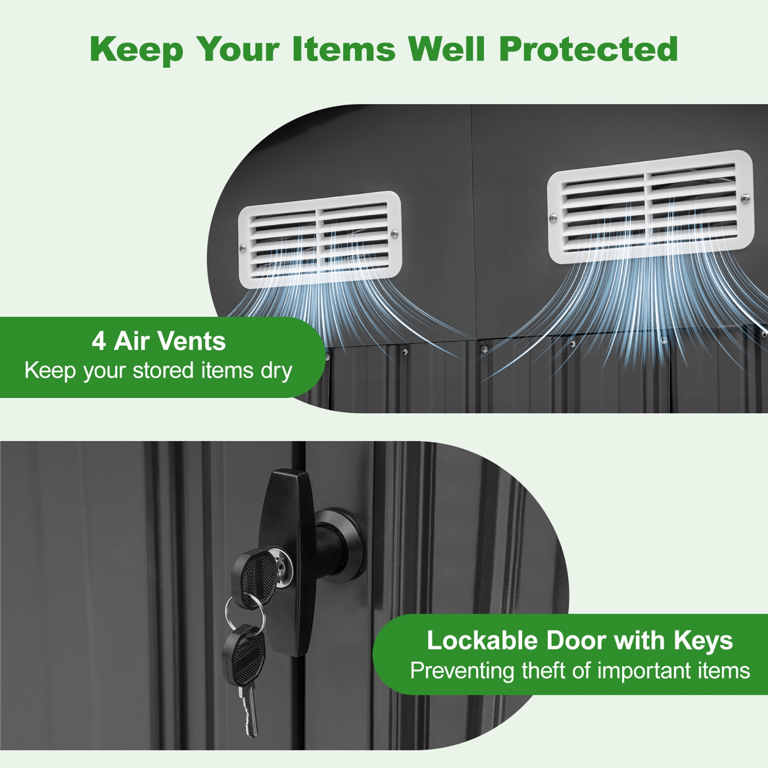 Gymax 10' x 7.7' Outdoor Storage Shed w/ 4 Vents Lockable Doors Waterproof & Windproof