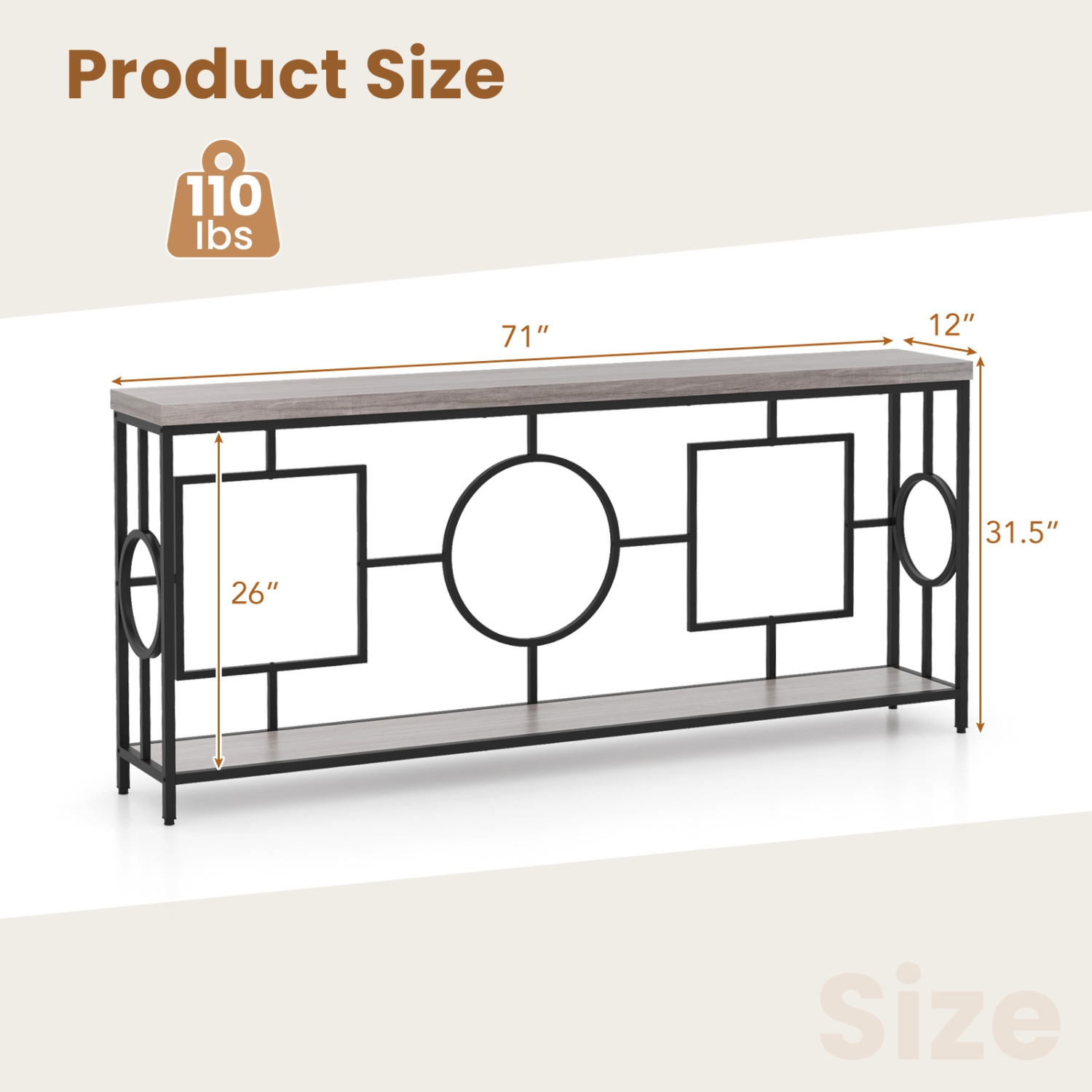 Gymax 2-Tier Mid-Century Modern Console Table 71'' Narrow Console Table for Entryway