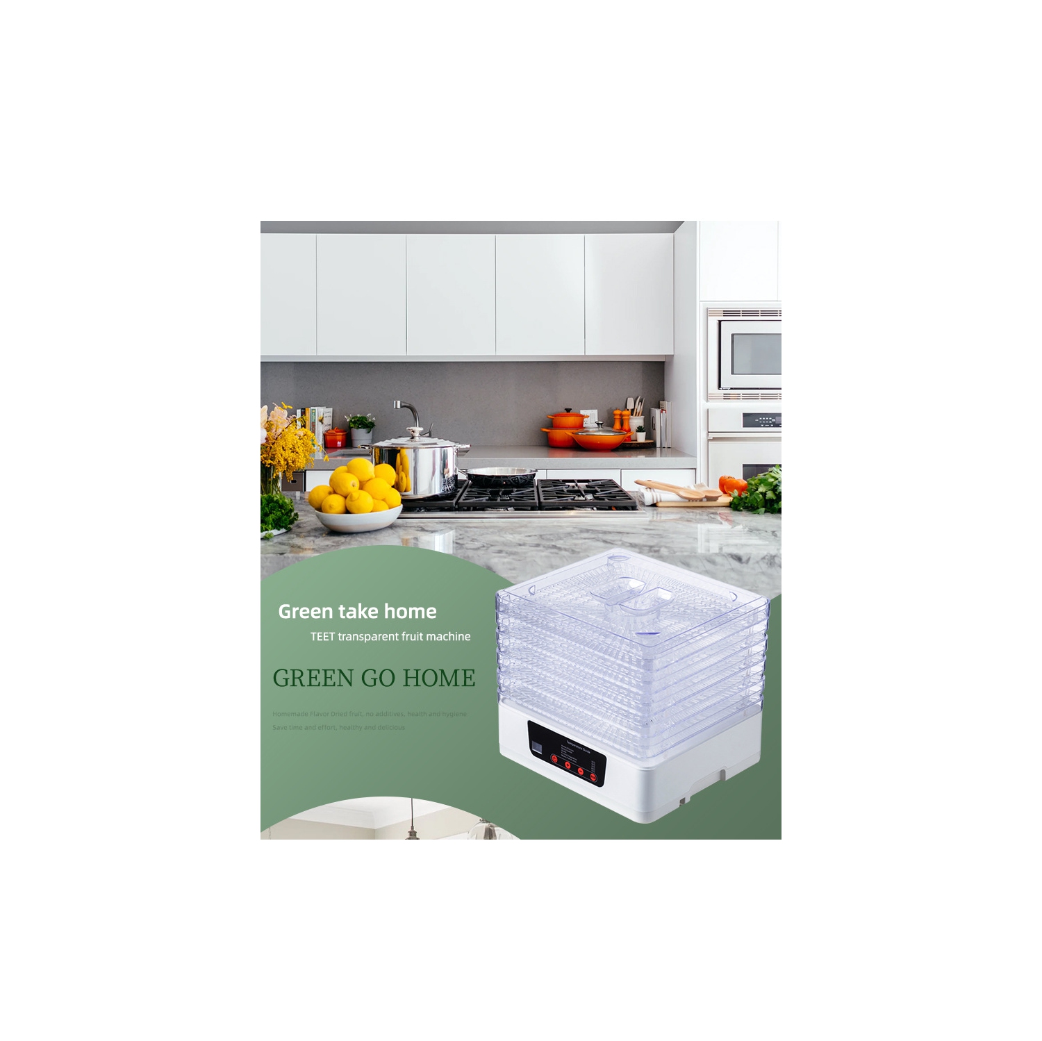 Stainless Steel Electric Food Dehydrator – 97% Nutrient Retention, 5-Layer Drying Rack, Digital LED Control for Healthy Snacks, Jerky, & DIY Recipes