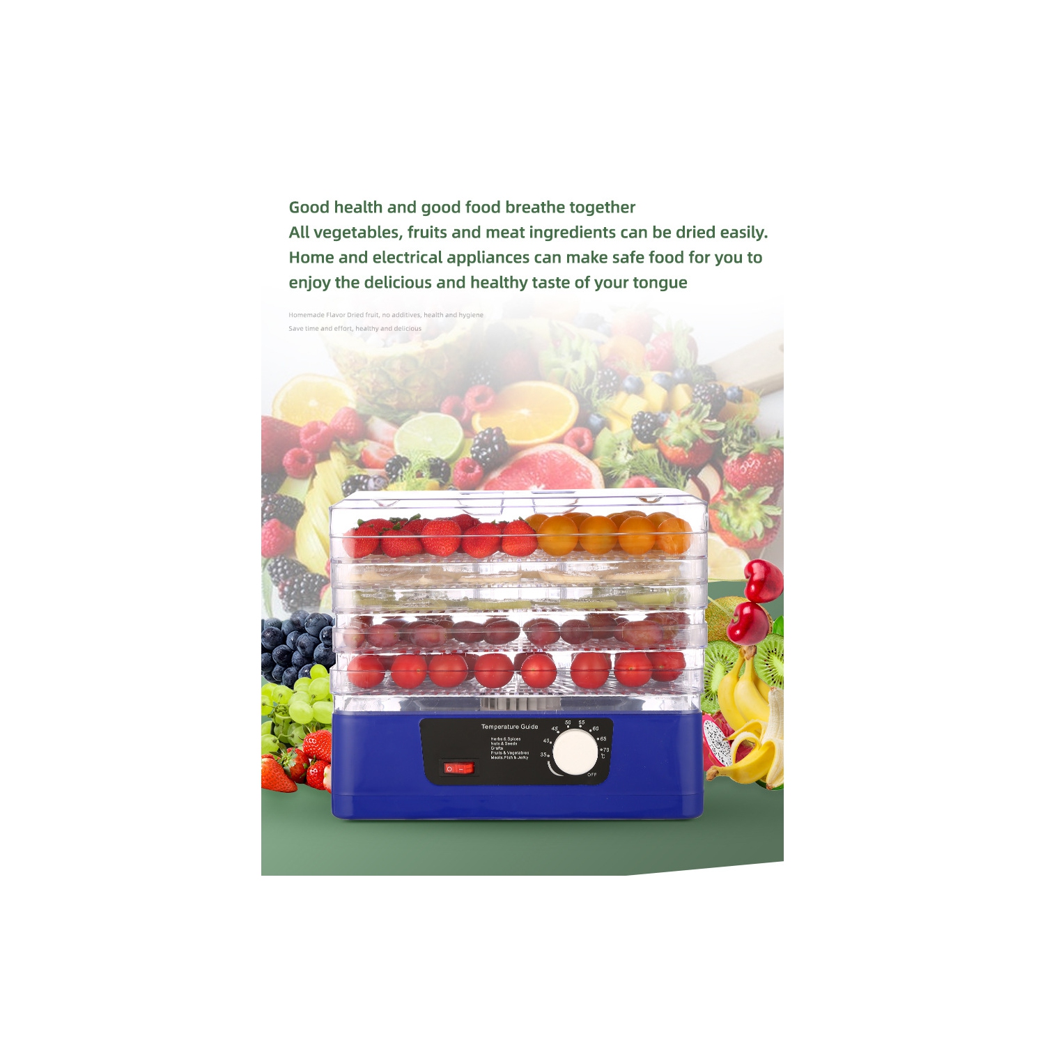 Stainless Steel Electric Food Dehydrator – 97% Nutrient Retention, 5-Layer Drying Rack, Digital LED Control for Healthy Snacks, Jerky, & DIY Recipes