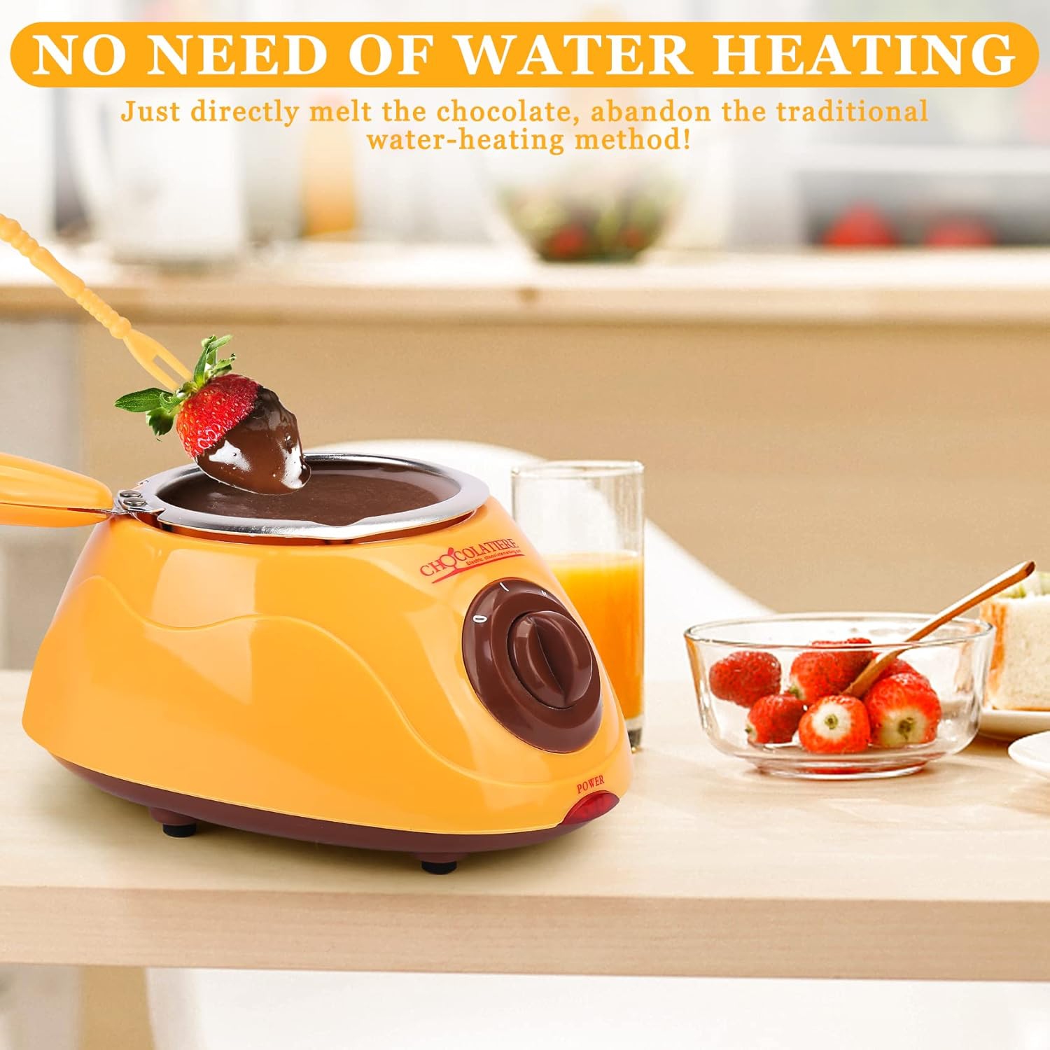 Set de fondue de chocolate 2 en 1 con olla extraíble, molde y accesorios de bricolaje, perfecto para fiestas infantiles y noches de postres.