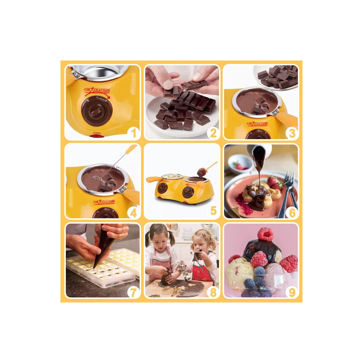 Olla eléctrica para derretir chocolate con control de temperatura dual y 20 accesorios Se puede utilizar para postres caseros, fiestas y