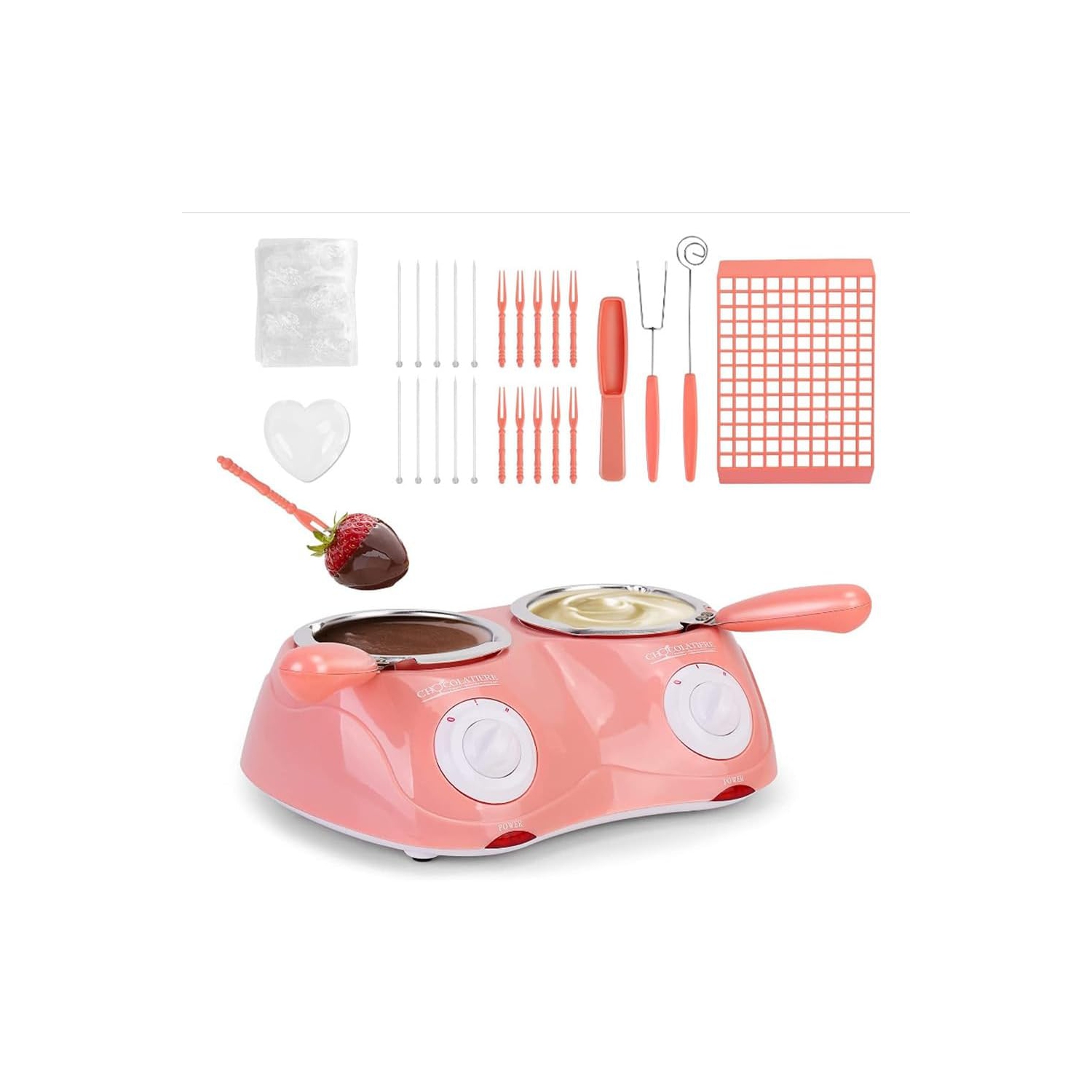 Olla eléctrica para derretir chocolate con control de temperatura dual y 20 accesorios Se puede utilizar para postres caseros, fiestas y