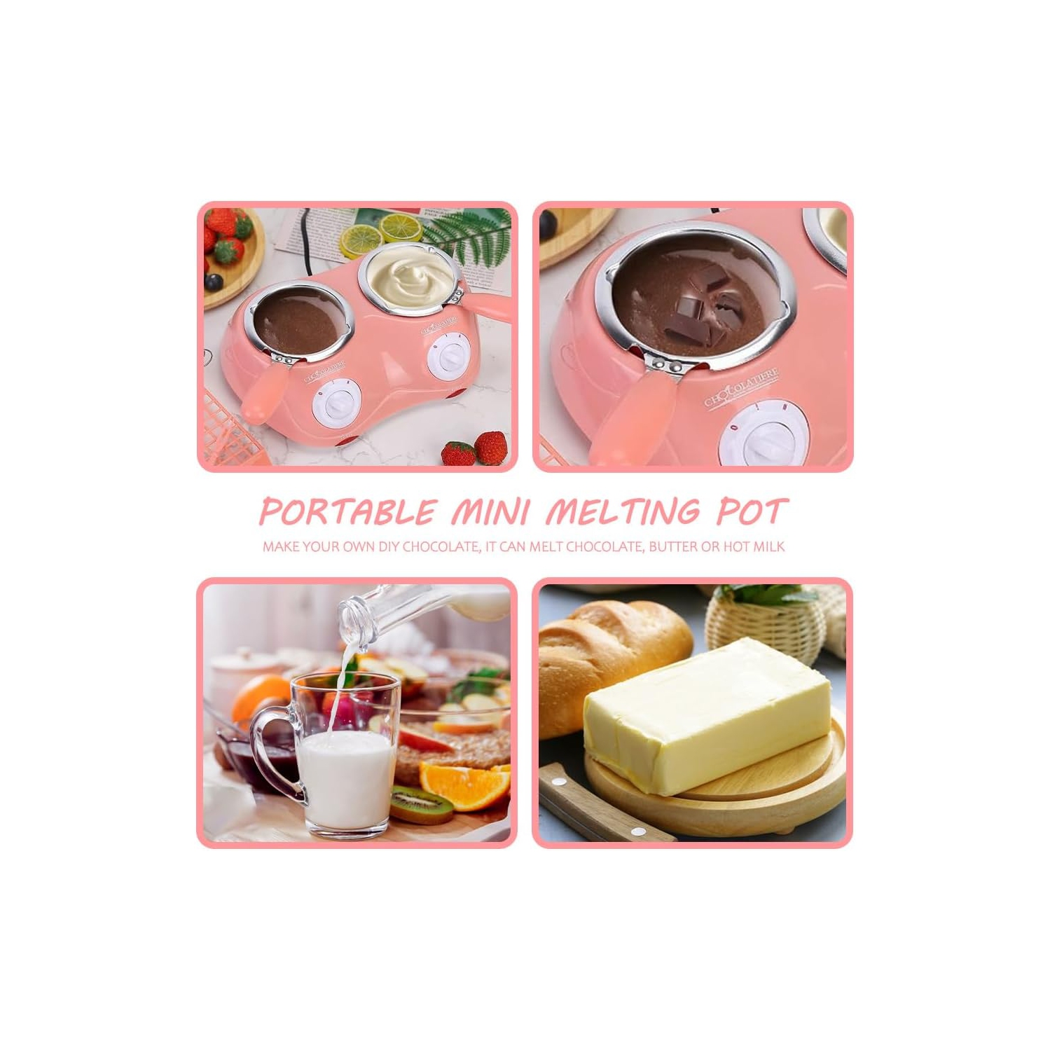 Olla eléctrica para derretir chocolate con control de temperatura dual y 20 accesorios Se puede utilizar para postres caseros, fiestas y