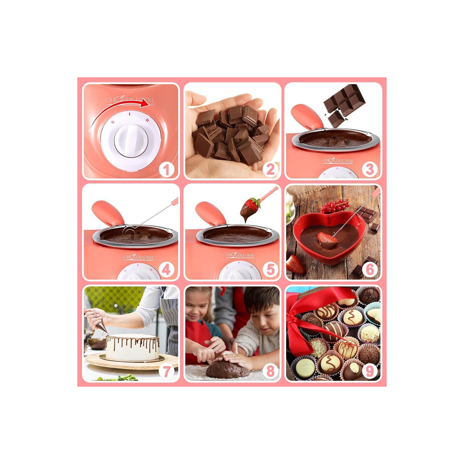 Olla eléctrica para derretir chocolate con control de temperatura dual y 20 accesorios Se puede utilizar para postres caseros, fiestas y