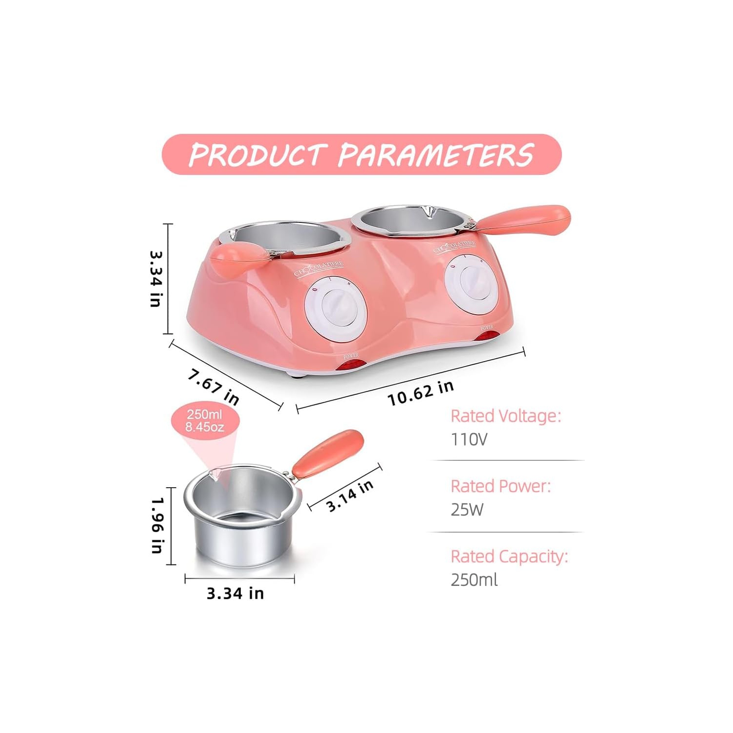 Olla eléctrica para derretir chocolate con control de temperatura dual y 20 accesorios Se puede utilizar para postres caseros, fiestas y
