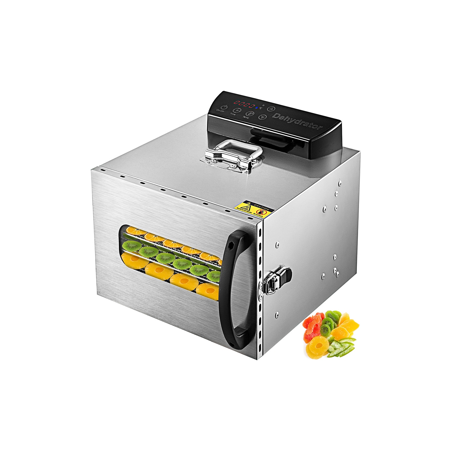 Stainless Steel Food Dehydrator with Digital LED Control, 6 Trays & 400W Fan – FDA/CE Certified for Jerky, Fruits, Herbs, and Veggies