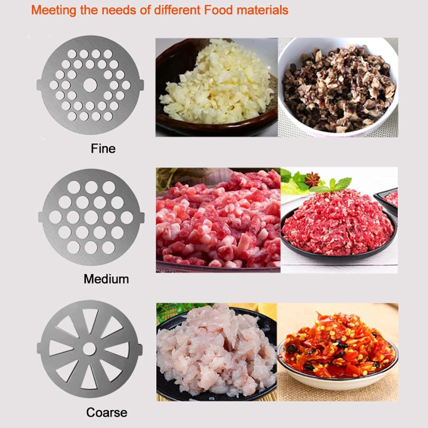 Hachoir à viande électrique de 300&nbsp;W avec poussoir à saucisses, 8 accessoires et protection contre la surchauffe – Appareil de cuisine haute