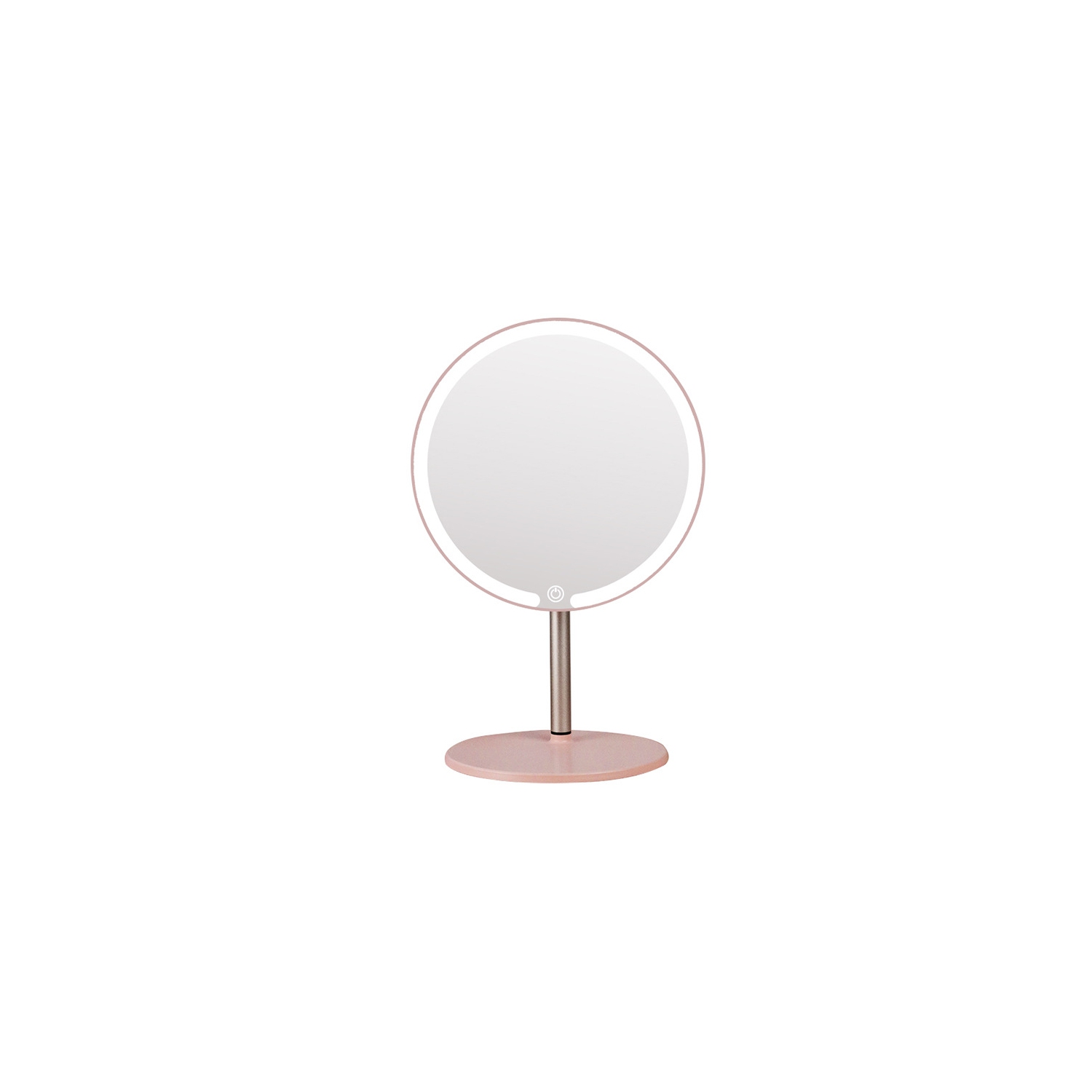 LED makeup mirror round desktop mirror with light - pink