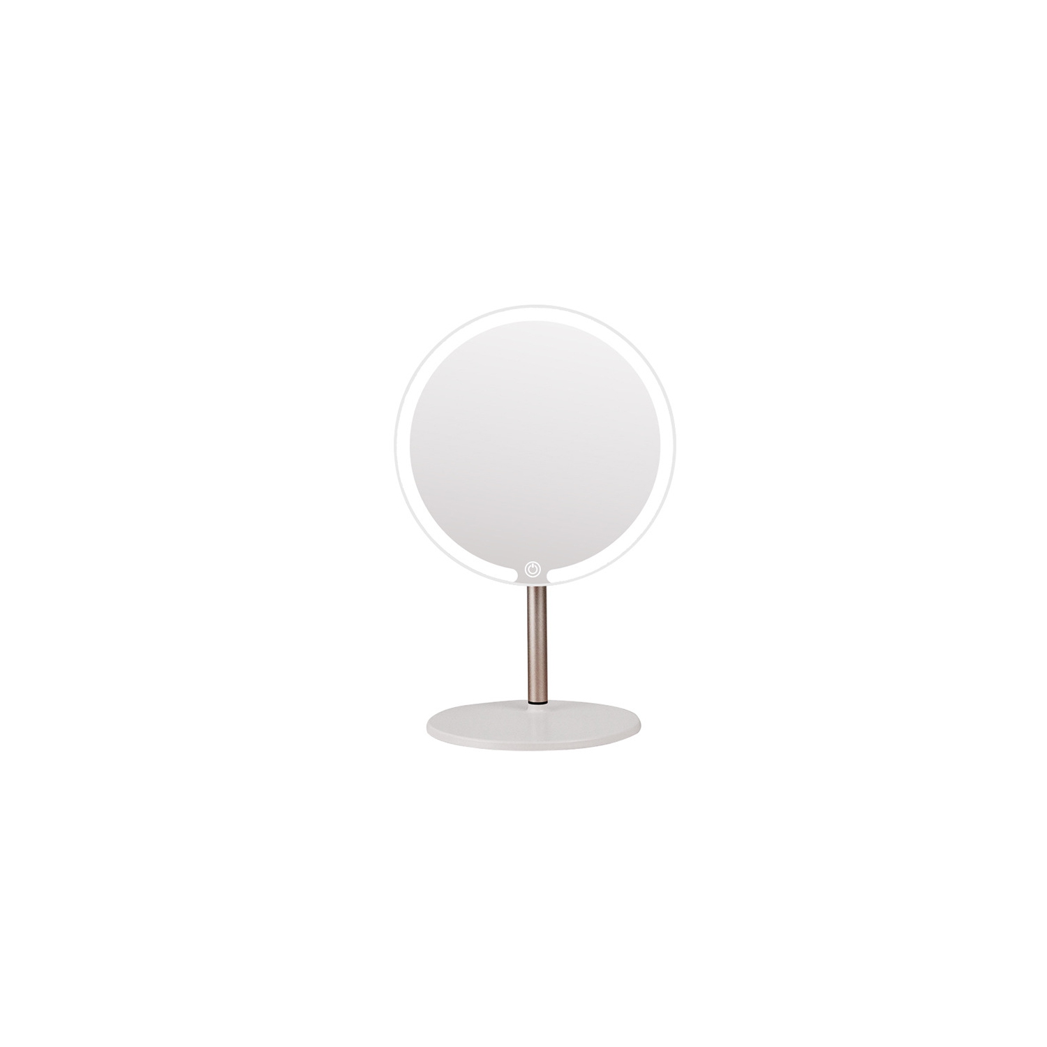 Miroir de bureau rond avec miroir de maquillage LED, blanc