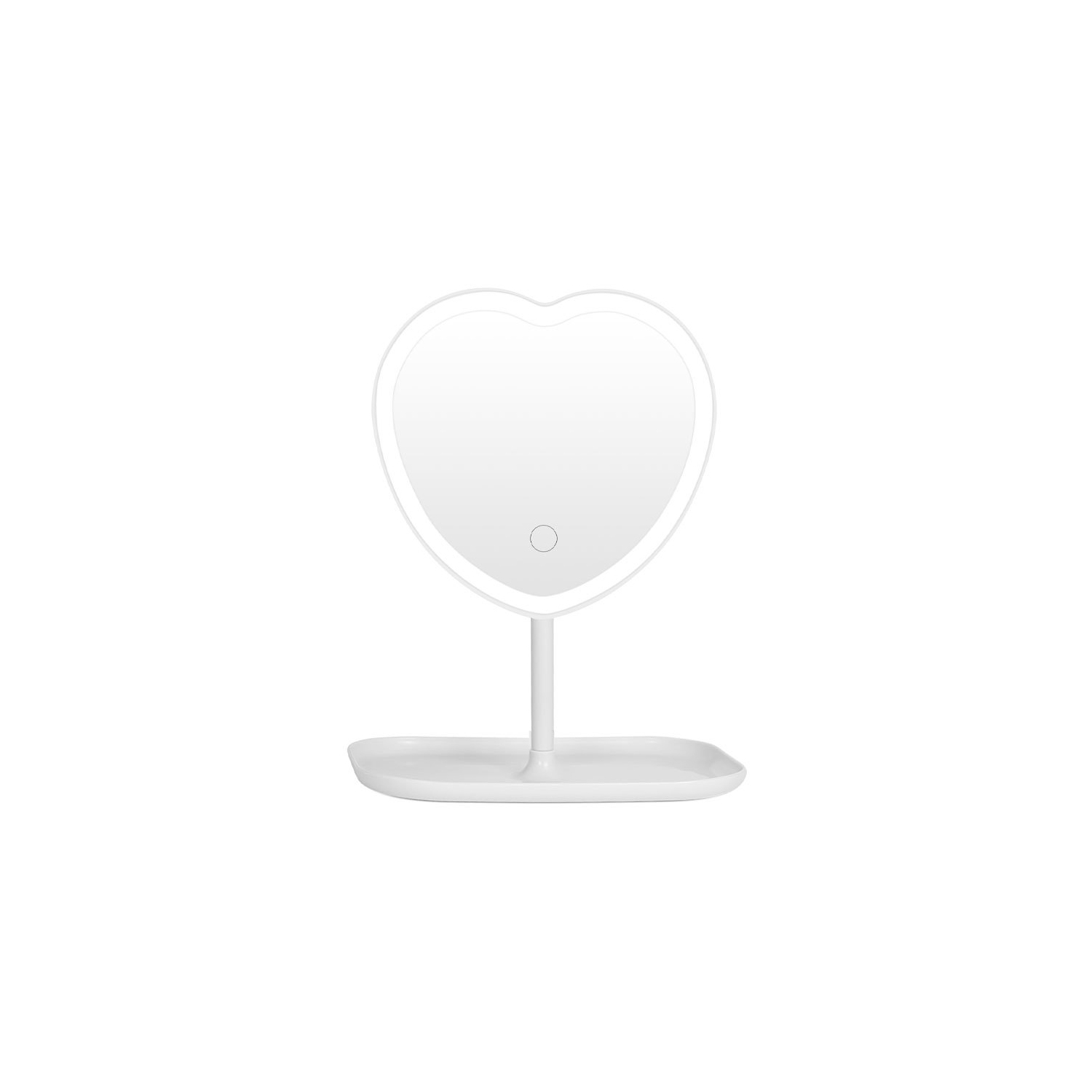 Heart-shaped mirror light LED table lamp mirror small size beautiful decoration USB rechargeable makeup - white