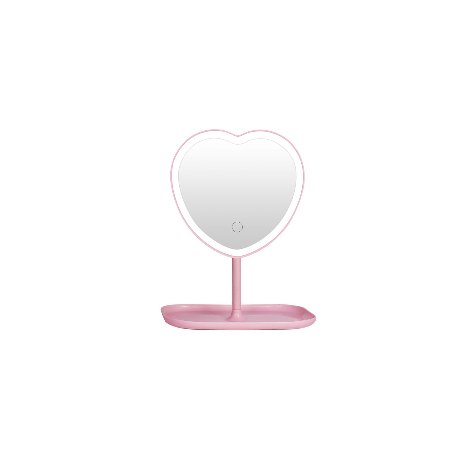 Heart-shaped mirror light LED table lamp mirror small size beautiful decoration USB rechargeable makeup - pink