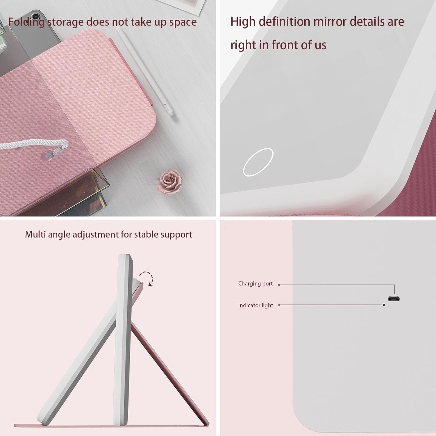 Miroir de maquillage de voyage éclairé, miroir de voyage LED, miroir de maquillage de voyage avec lumière, miroir de voyage LED à commande tactile