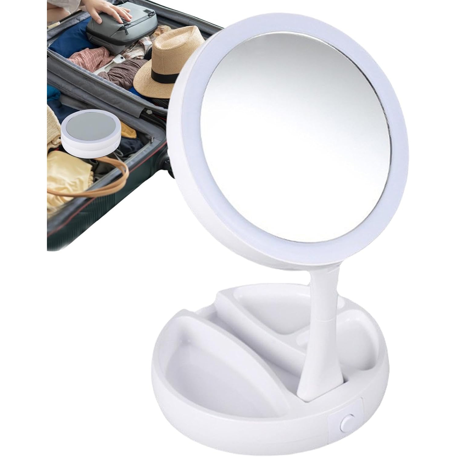 Miroir de maquillage de bureau Miroir de maquillage pliable | Miroir de maquillage pliable Miroir de maquillage rechargeable avec miroir de