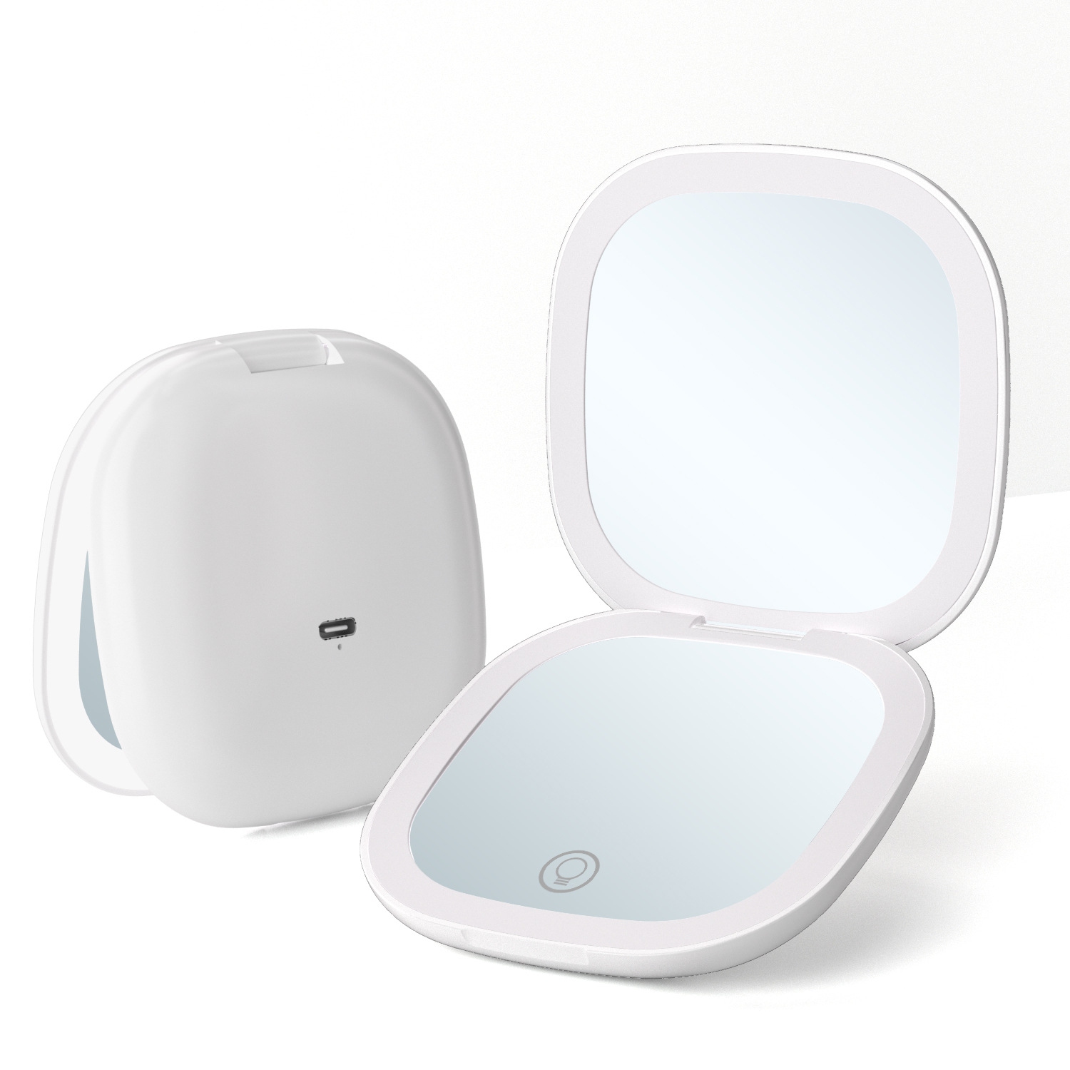 Miroir de maquillage LED avec modèle de recharge de lumière 5x miroir grossissant portatif petit miroir pliable