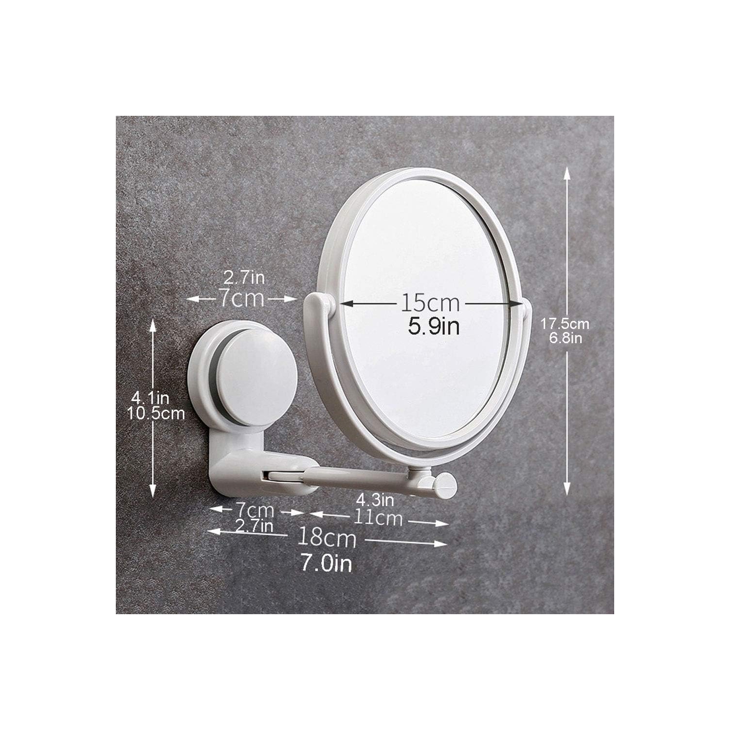 Le miroir de maquillage mural peut être tourné et replié dans le miroir d'appoint de la salle de bain sans avoir à perforer un miroir rond haute