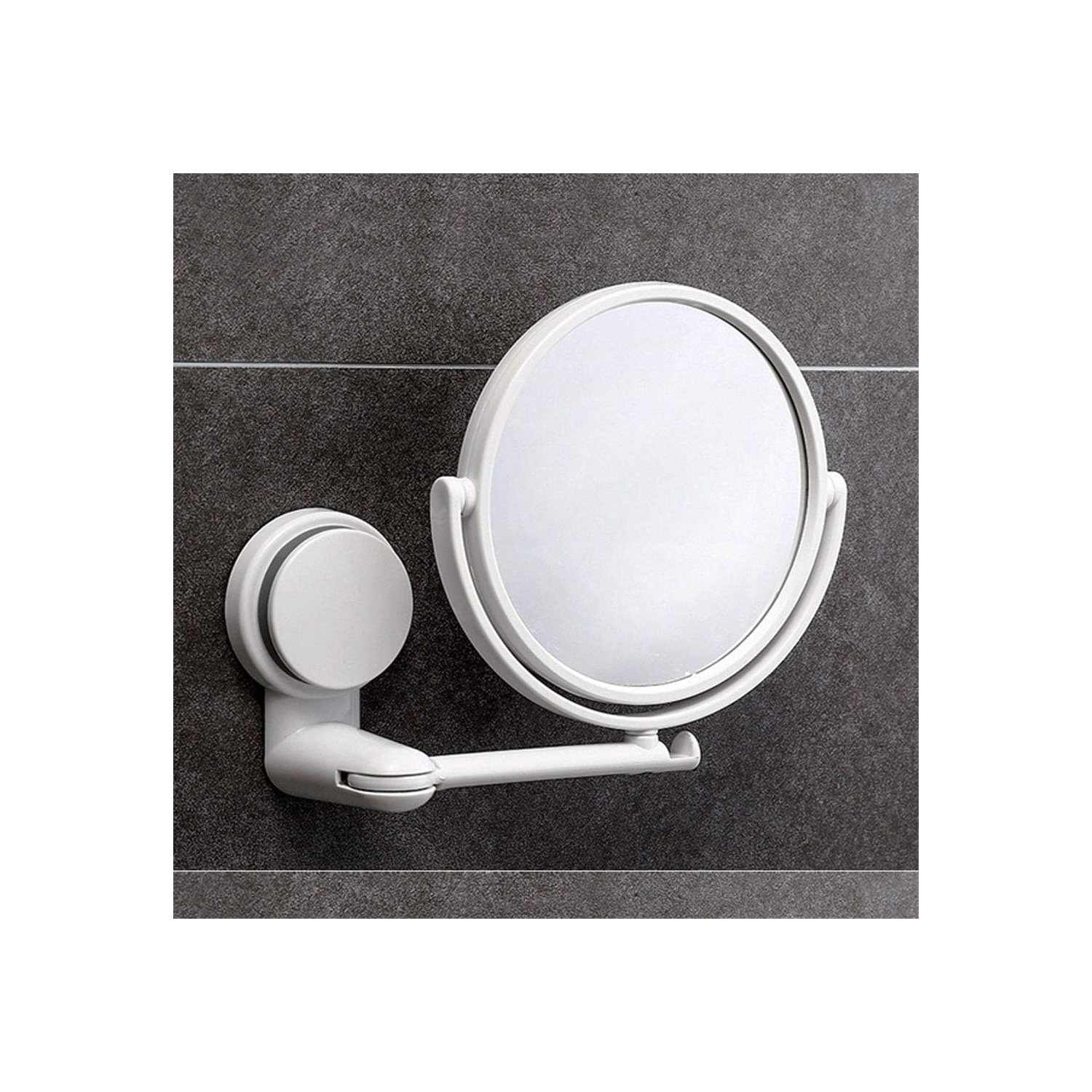 Le miroir de maquillage mural peut être tourné et replié dans le miroir d'appoint de la salle de bain sans avoir à perforer un miroir rond haute