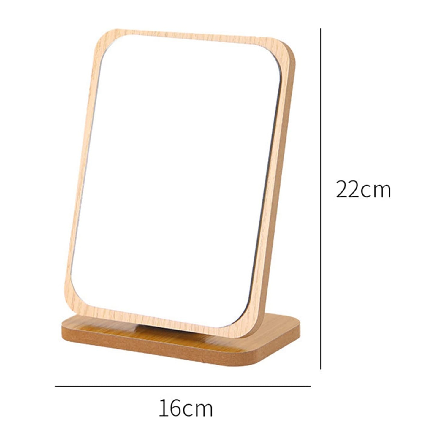 Miroir de maquillage de bureau miroir de maquillage pivotant sur 180 degrés bois naturel réglage multi-angle en bois miroir debout grain de bois -