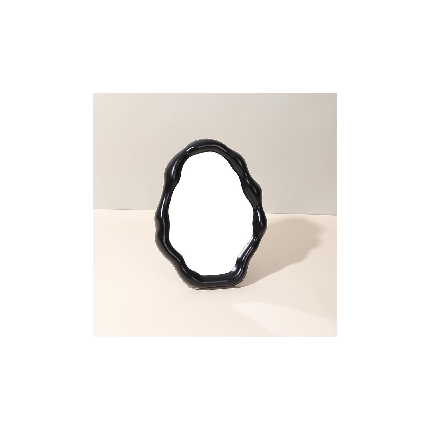 ins style miroir de maquillage nuages irréguliers, miroir mural blanc crème de forme spéciale noir