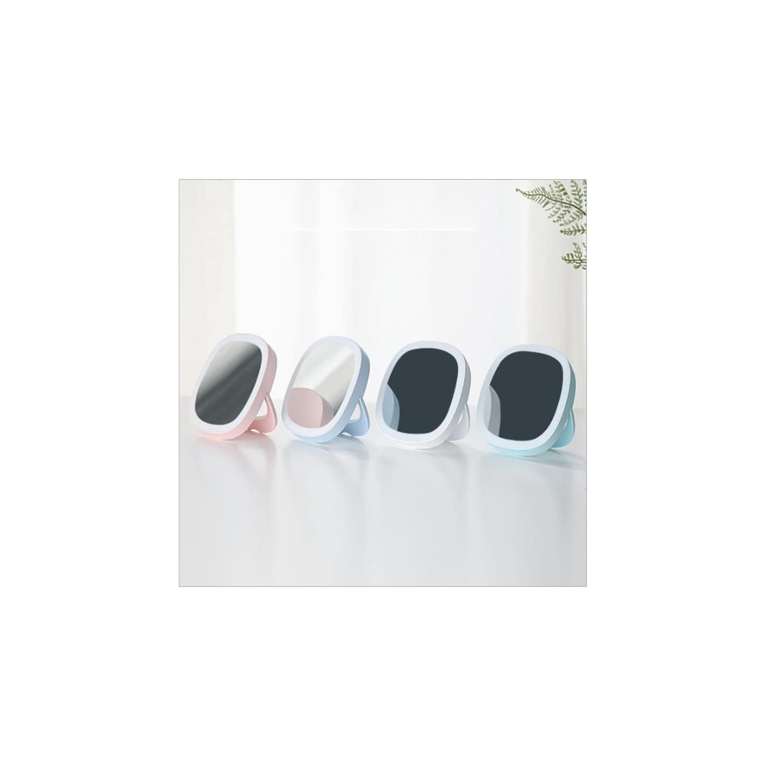 Miroir de maquillage portatif de beauté USB Veilleuse à main Miroir de maquillage à main - Blanc