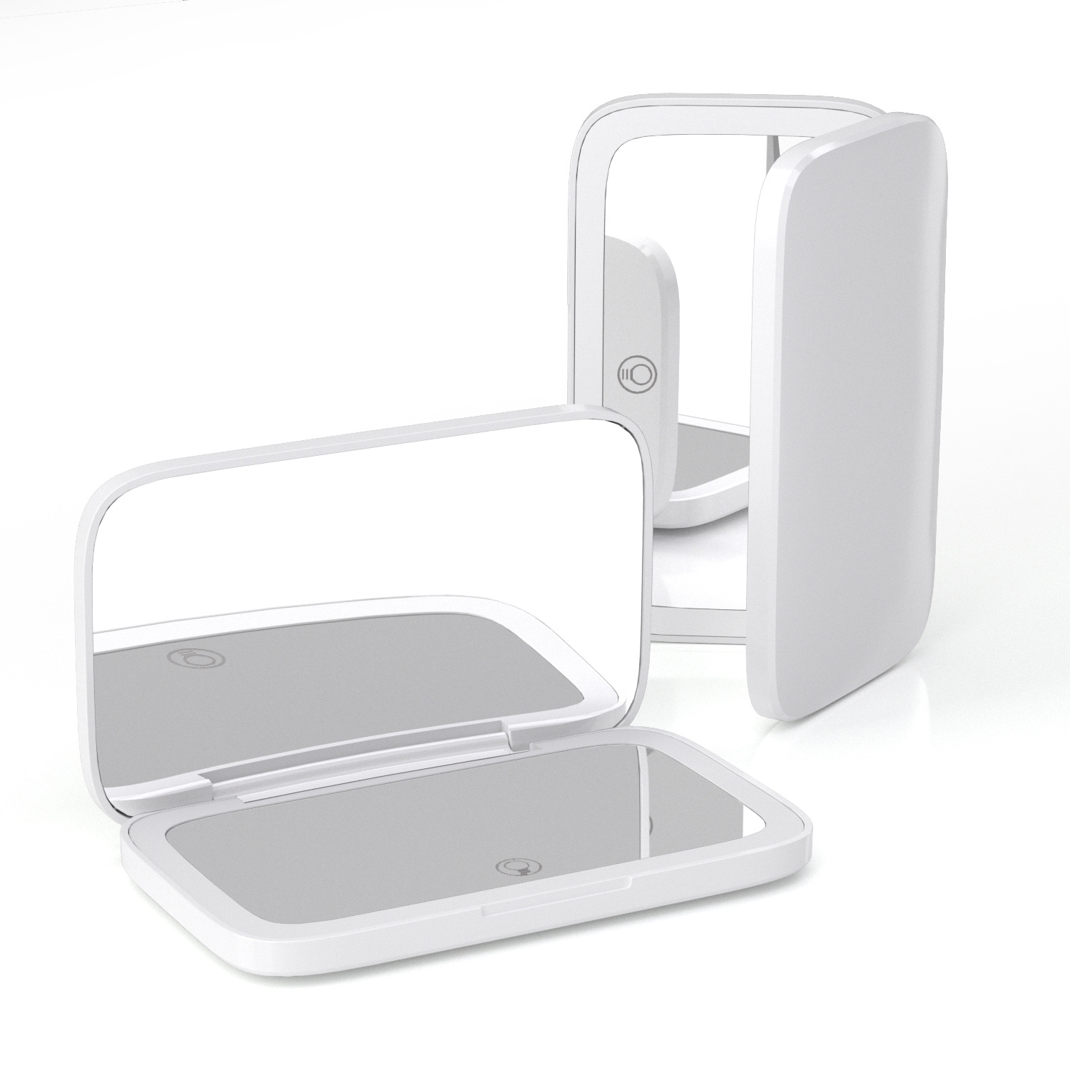 Miroir de maquillage LED, lampe portative double face, miroir de maquillage à grossissement 5x unilatéral - blanc