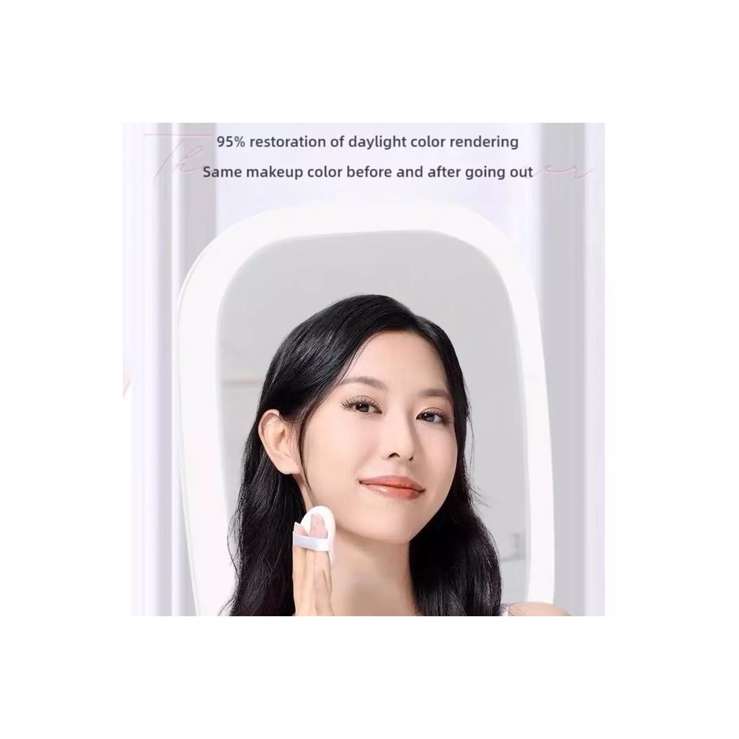 Miroir de maquillage carré illuminé HD à éclairage d'appoint LED