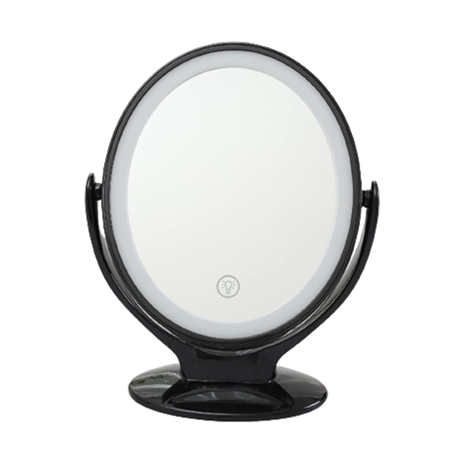 Desktop LED makeup mirror Multifunctional rotating portable makeup mirror with light - black