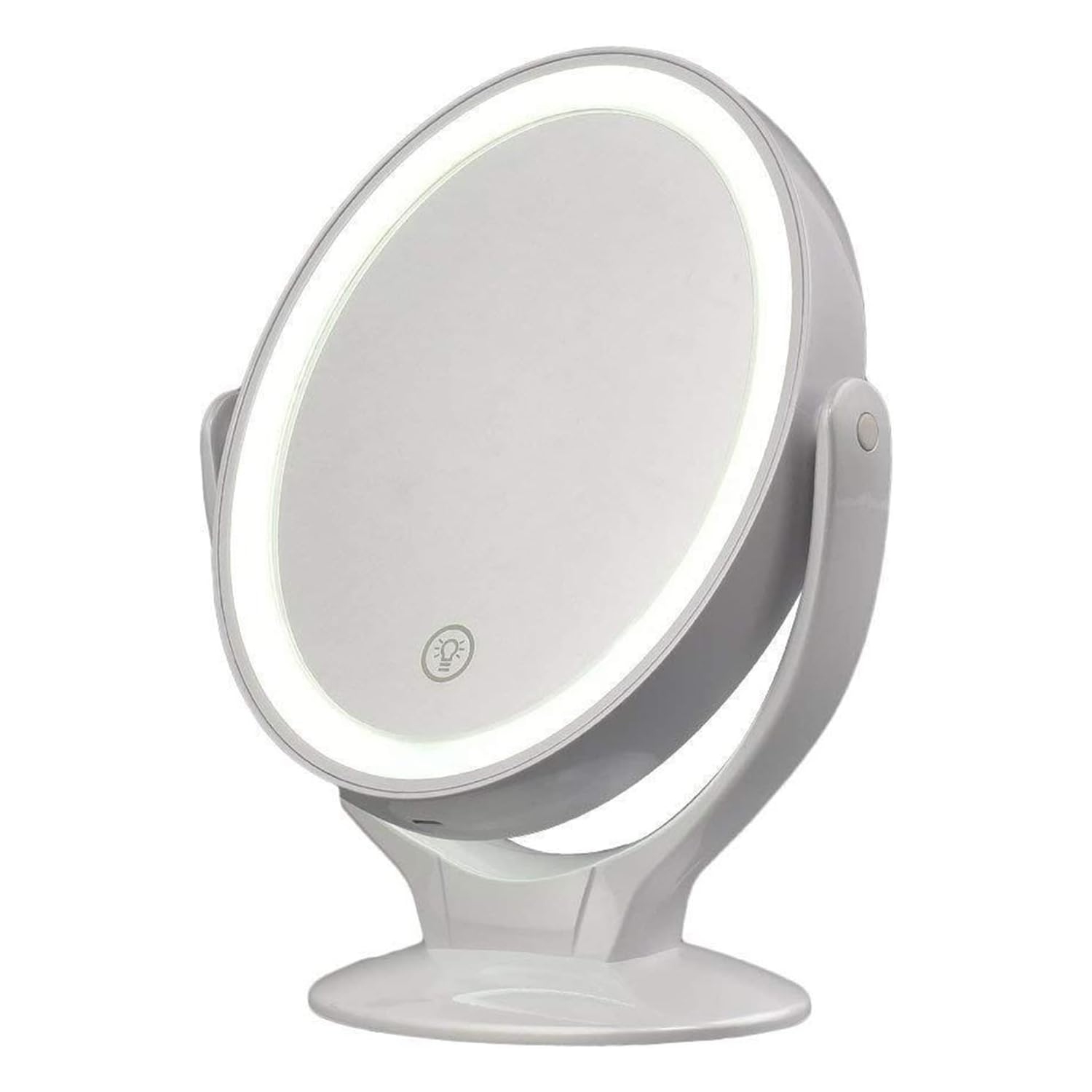 Miroir de maquillage de bureau LED Miroir de maquillage portatif rotatif multifonctionnel avec lumière - blanc