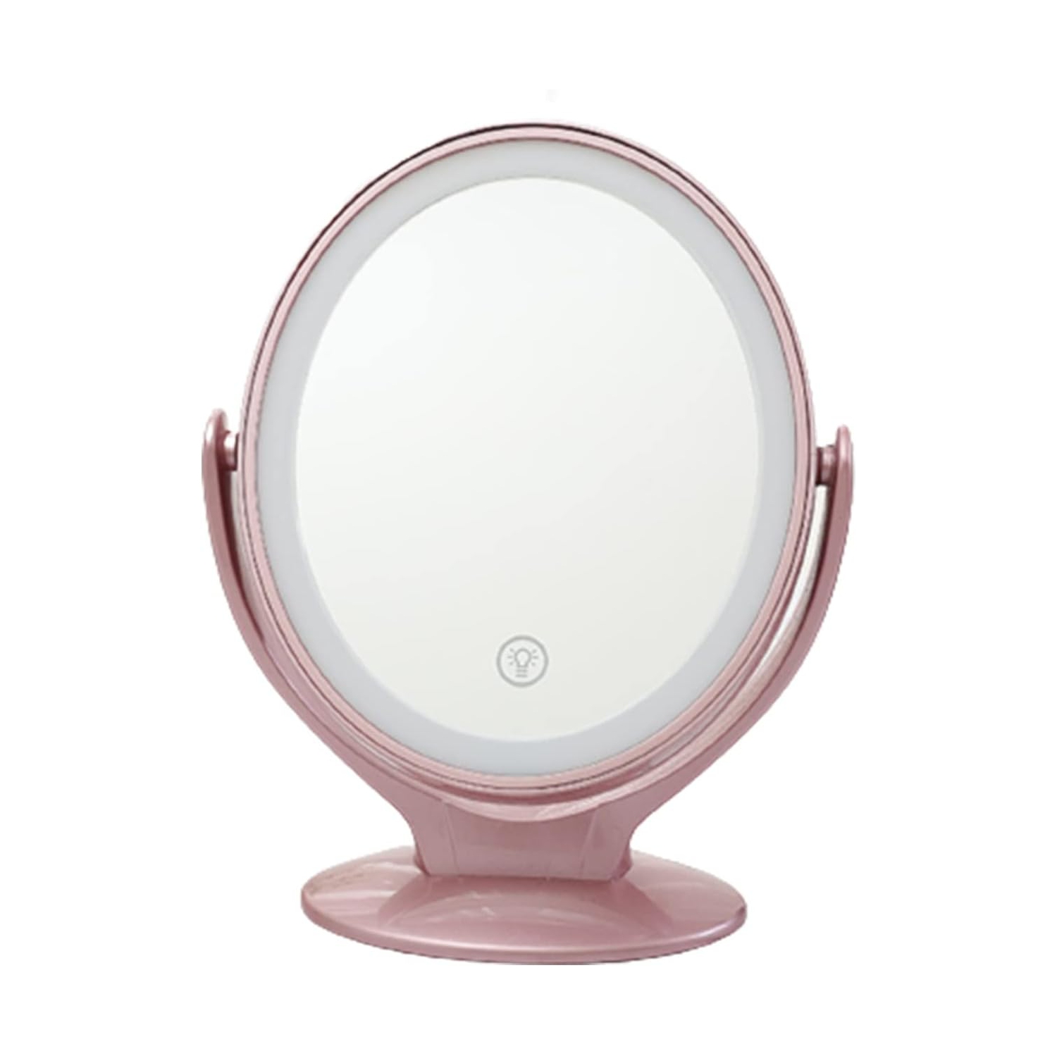 Miroir de maquillage de bureau LED avec miroir d'habillage portatif rotatif et léger - rose