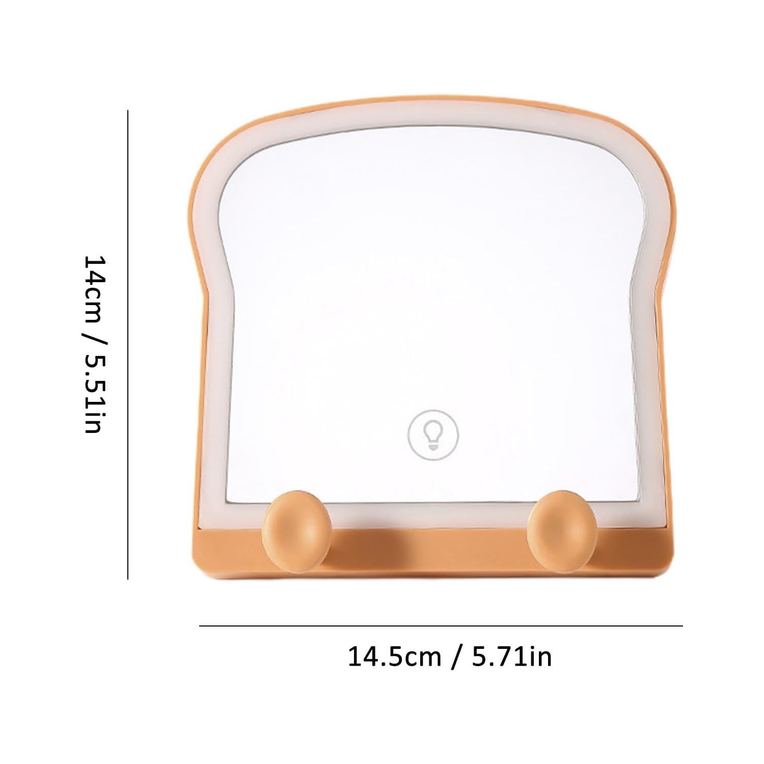 Miroir de maquillage de LED | Miroir de maquillage à 3 couleurs réglable Cute Toast Light avec miroir d'éclairage intelligent à commande tactile pour