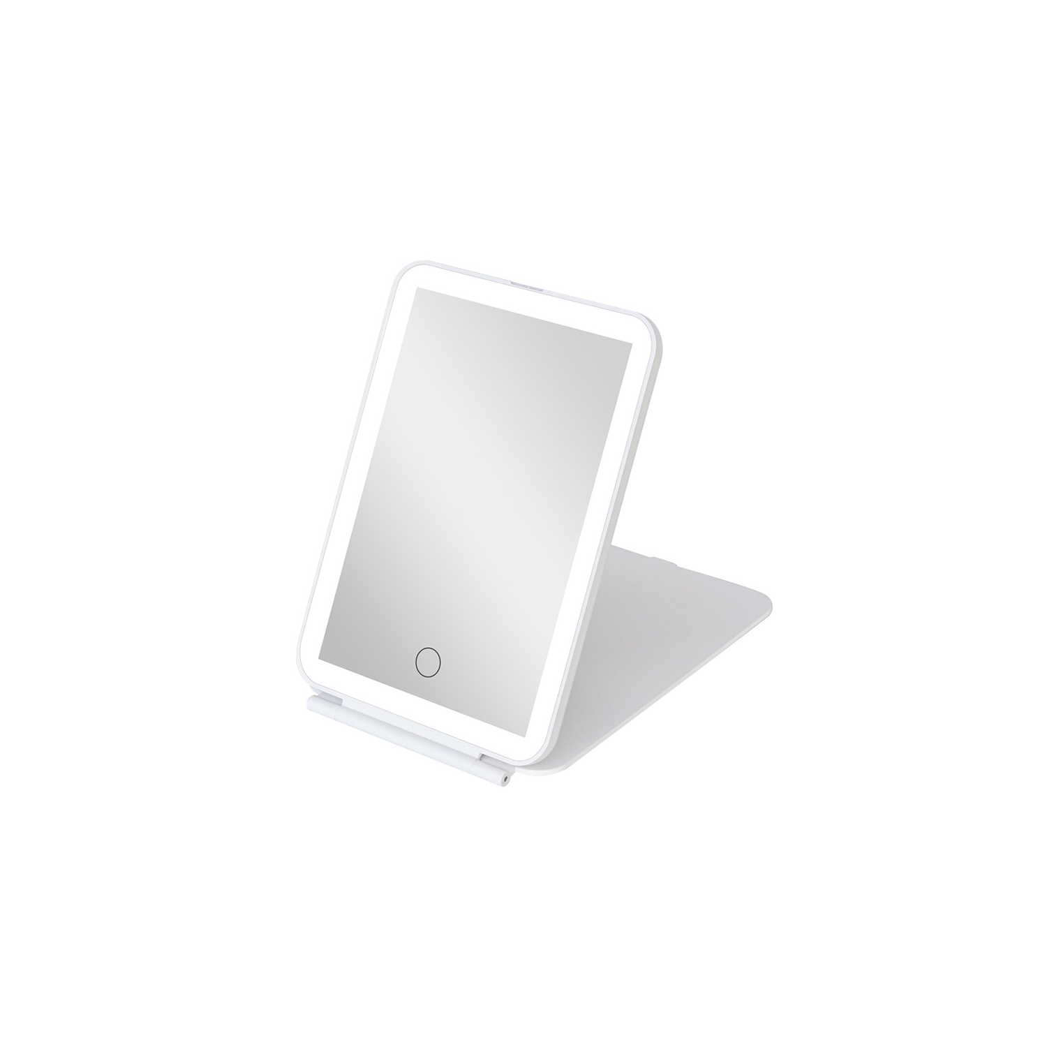 Miroir de maquillage de voyage rechargeable par USB, miroir de maquillage portatif à 3 couleurs, gradation progressive, angle réglable, blanc