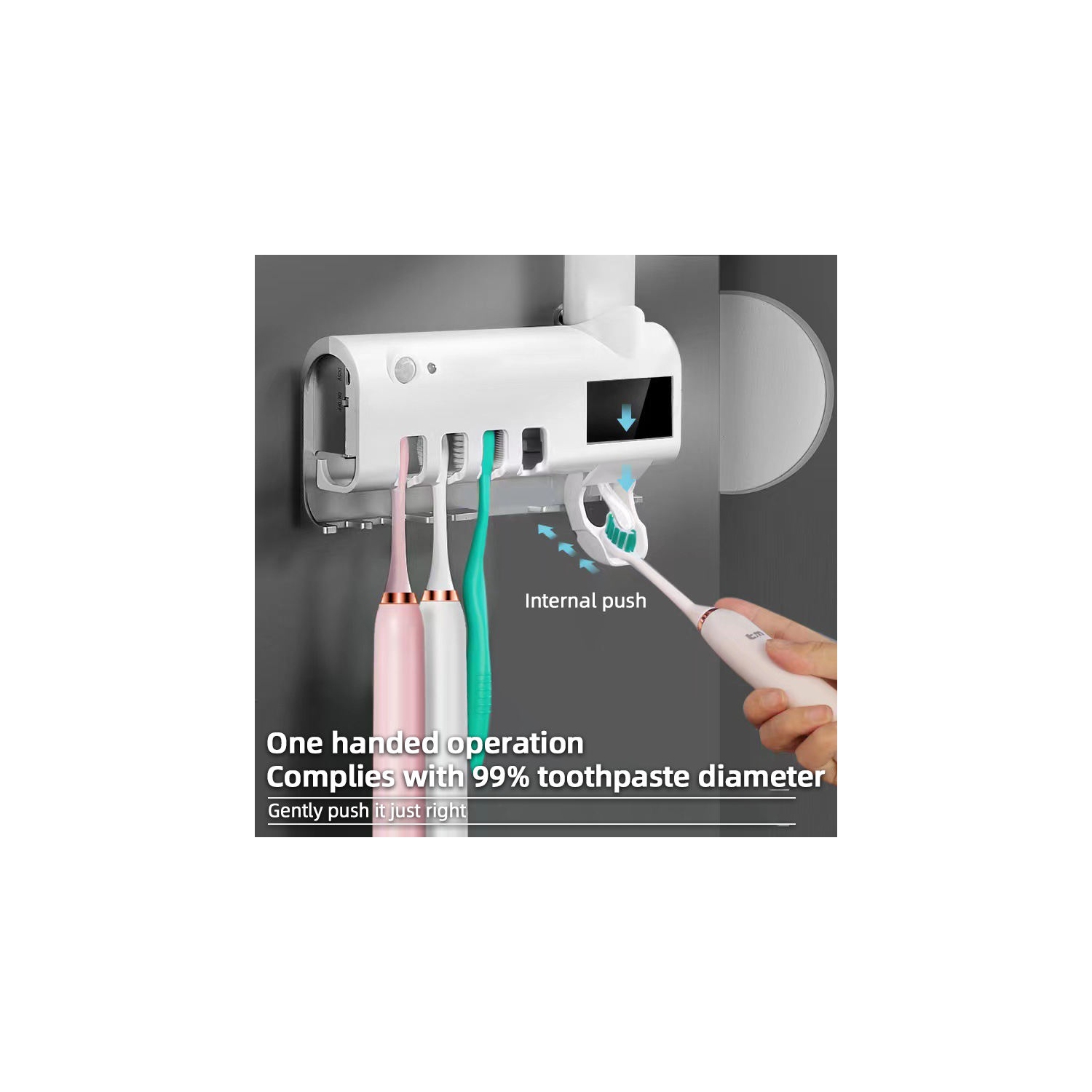 Solar Energy UV Light Toothbrush Sterilizer Toothbrush Holder Automatic Toothpaste Squeezers Dispenser for Home Bathroom