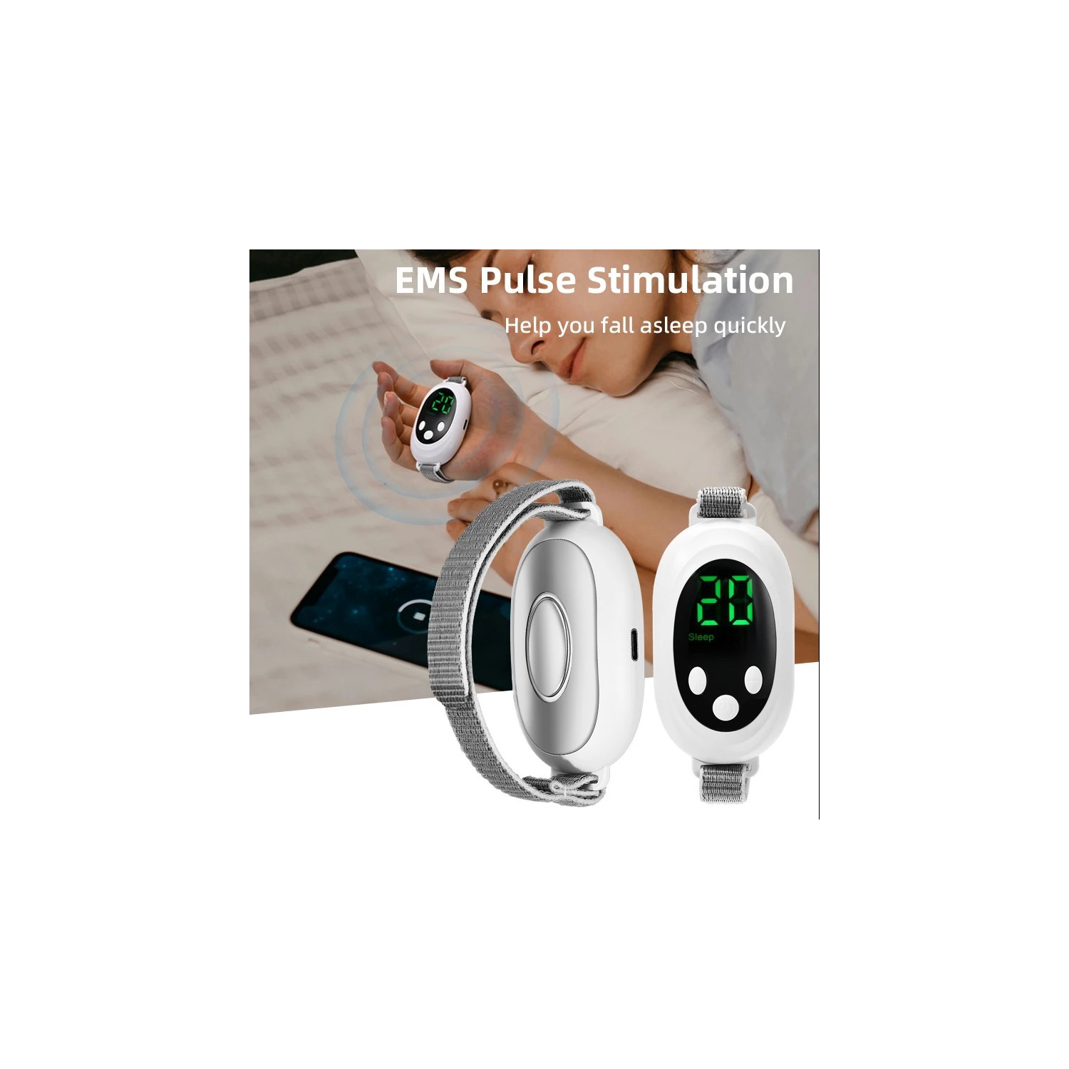 Appareil d'aide au sommeil manuel EMS Pulse of microcourrent Sleep Machine Insomnia Relief Anxiety Aide au sommeil, appareil de sommeil intelligent